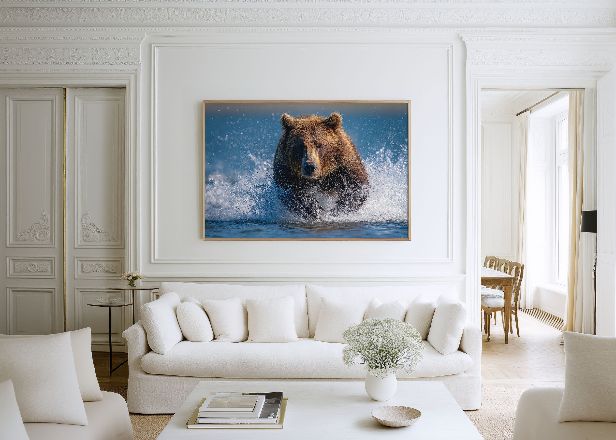 Grizzly Bear Wall Art – Powerful River Wildlife Photography Print