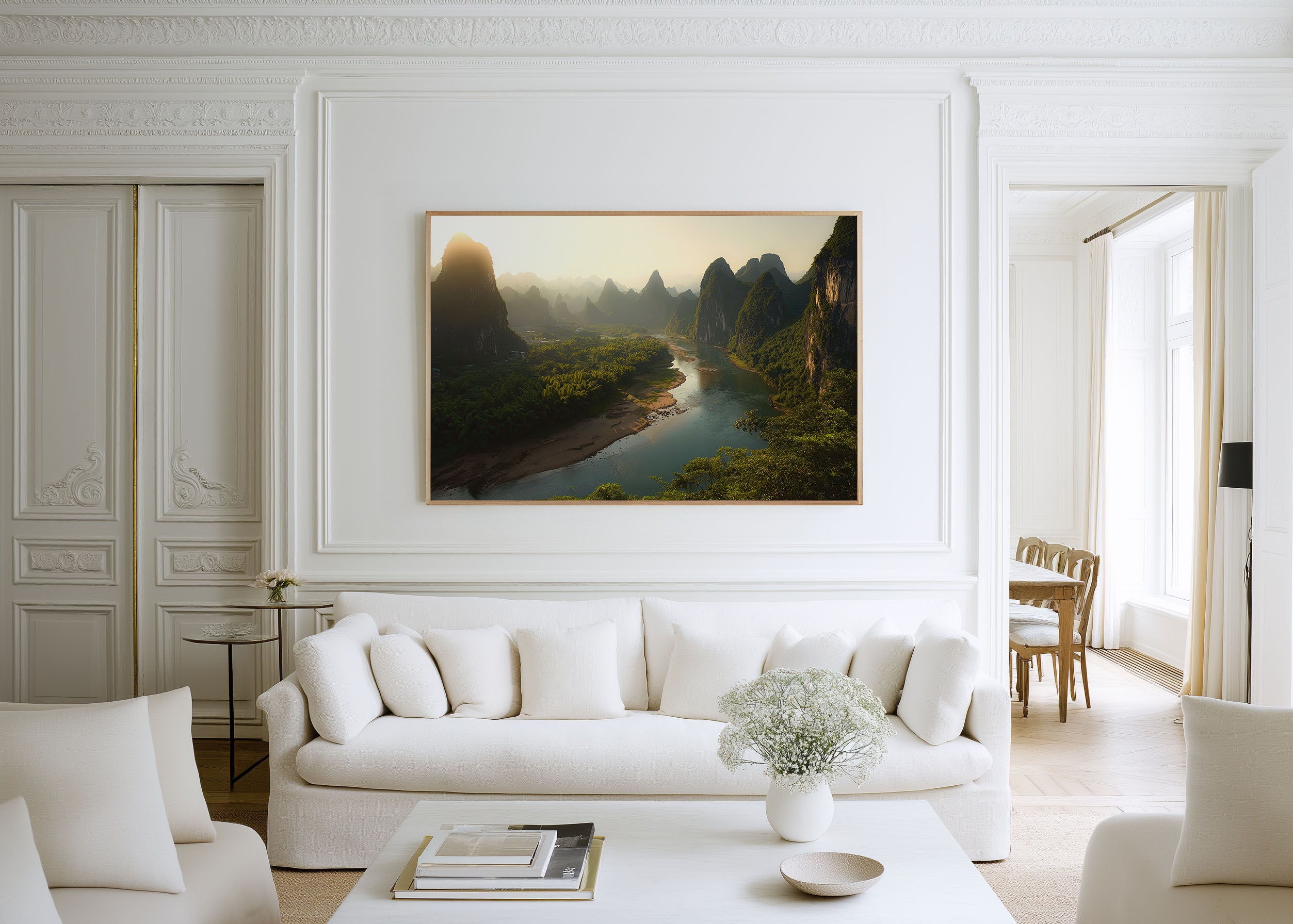 Guilin China Karst Mountains Wall Art Print – Li River Landscape Canvas