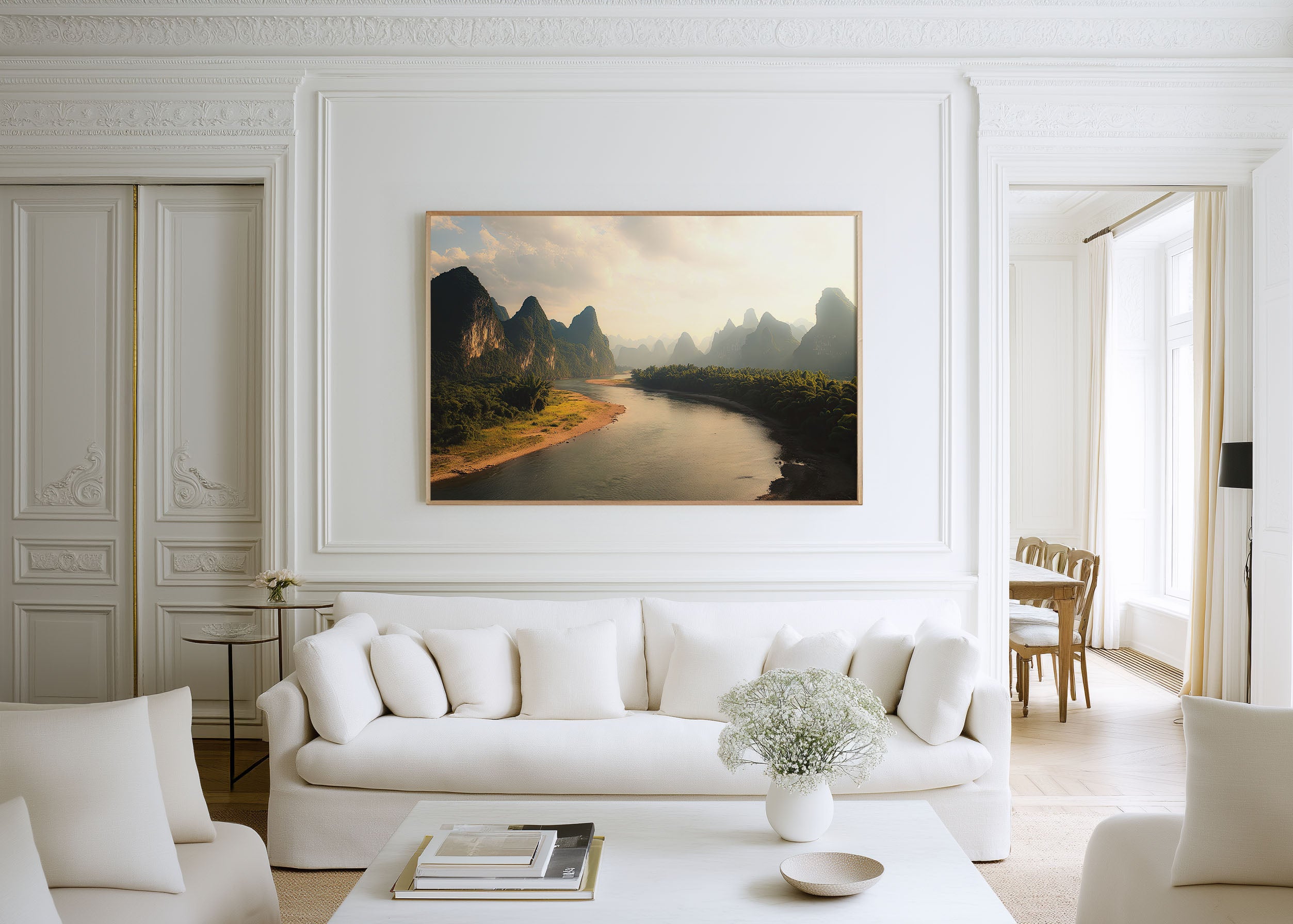 Guilin China Karst River Wall Art Print – Li River Mountain Landscape Canvas