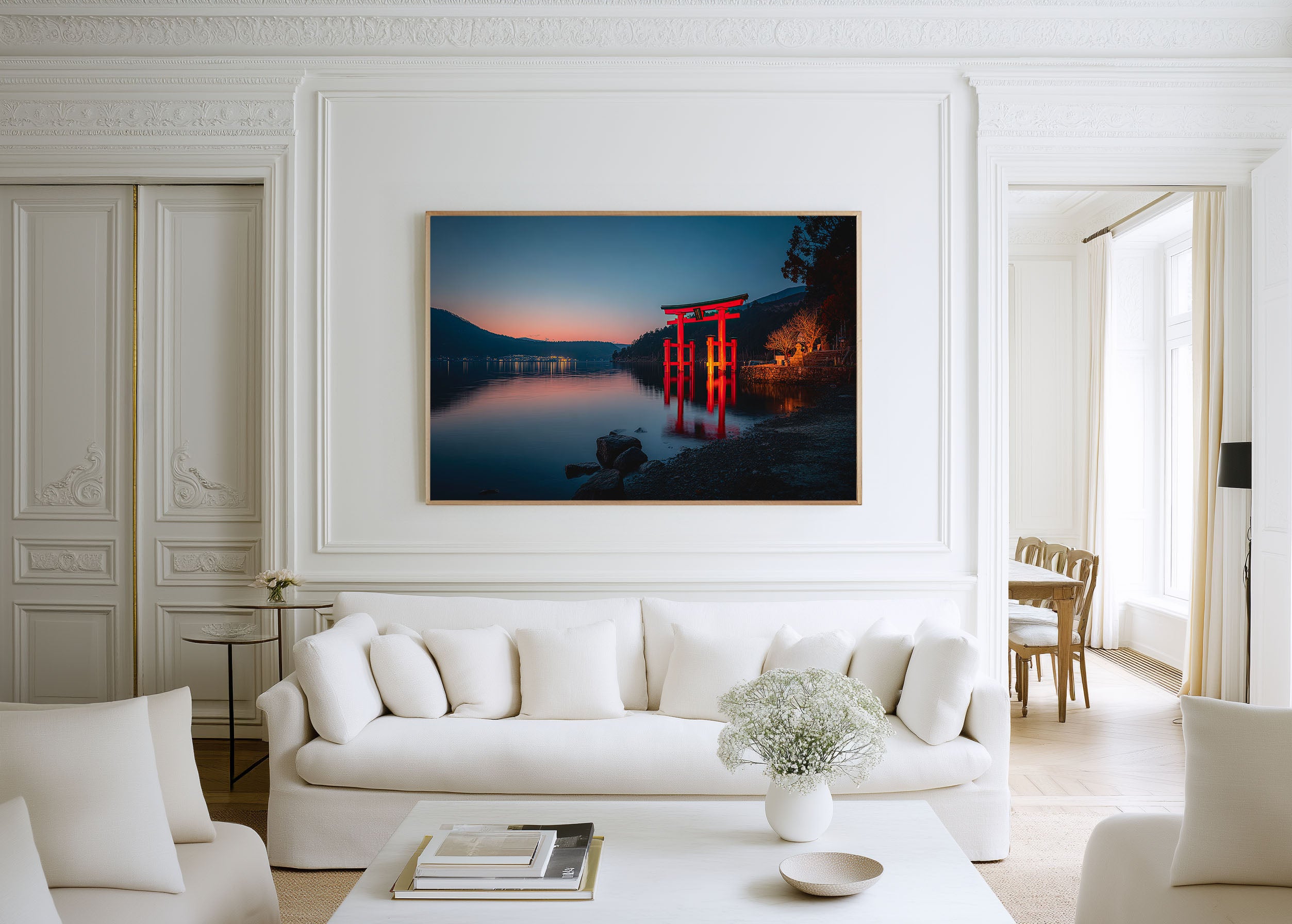 Hakone Japan Red Torii Gate Wall Art Print – Lake Ashi Sunset Landscape