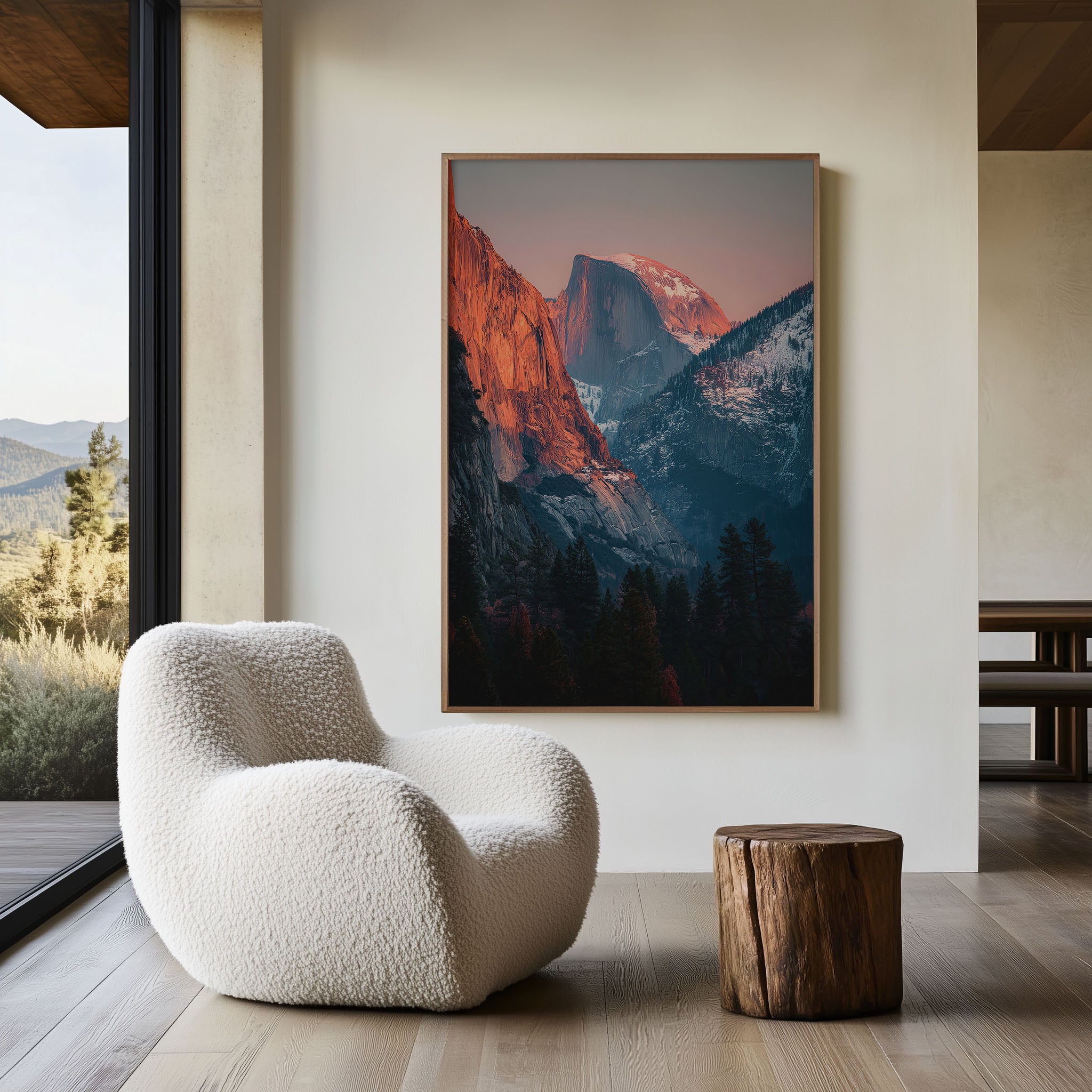Yosemite Half Dome Sunset Wall Art Print | El Capitan Alpenglow Photography | California Valley Landscape Poster | National Park Winter Print | Nature Home Decor