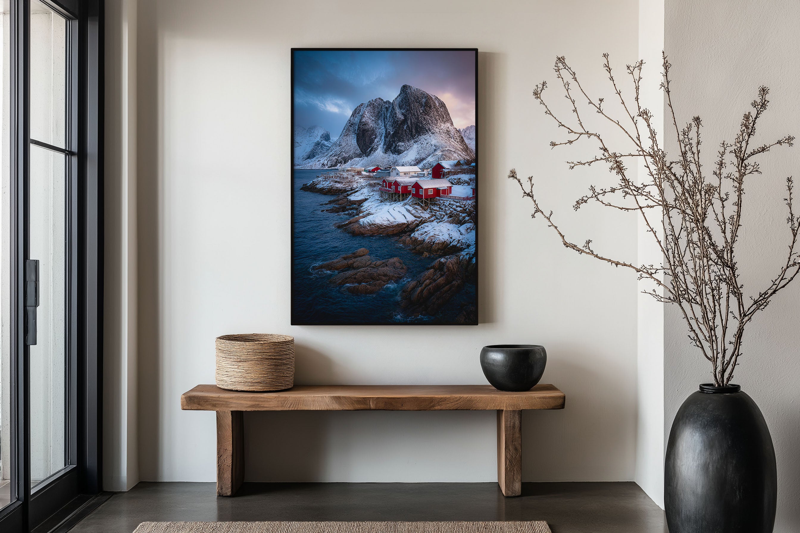 Hamnøy Lofoten Islands Wall Art Print | Norway Winter Fishing Village Photography | Red Rorbuer Arctic Coastal Poster