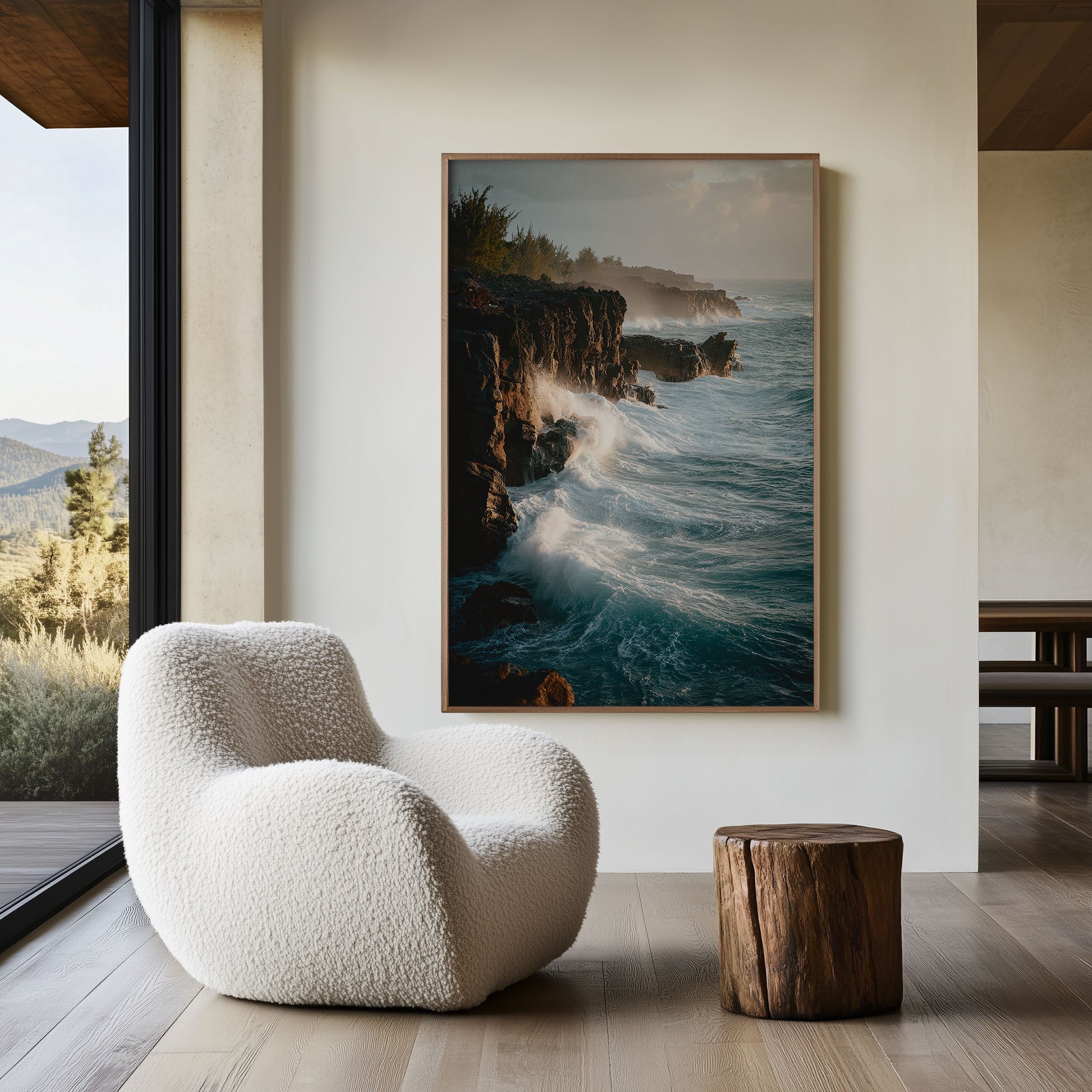Hawaii Big Island Lava Cliffs Ocean Waves Wall Art | Wild Pacific Coastal Seascape Print | Hawaii Travel Photography