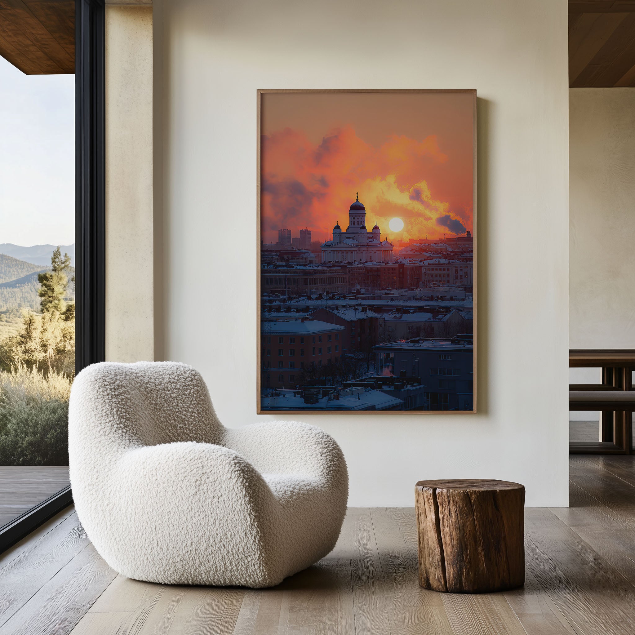 Helsinki Cathedral Winter Sunset Wall Art | Helsinki Finland Snow Skyline Print | Travel Photography Poster