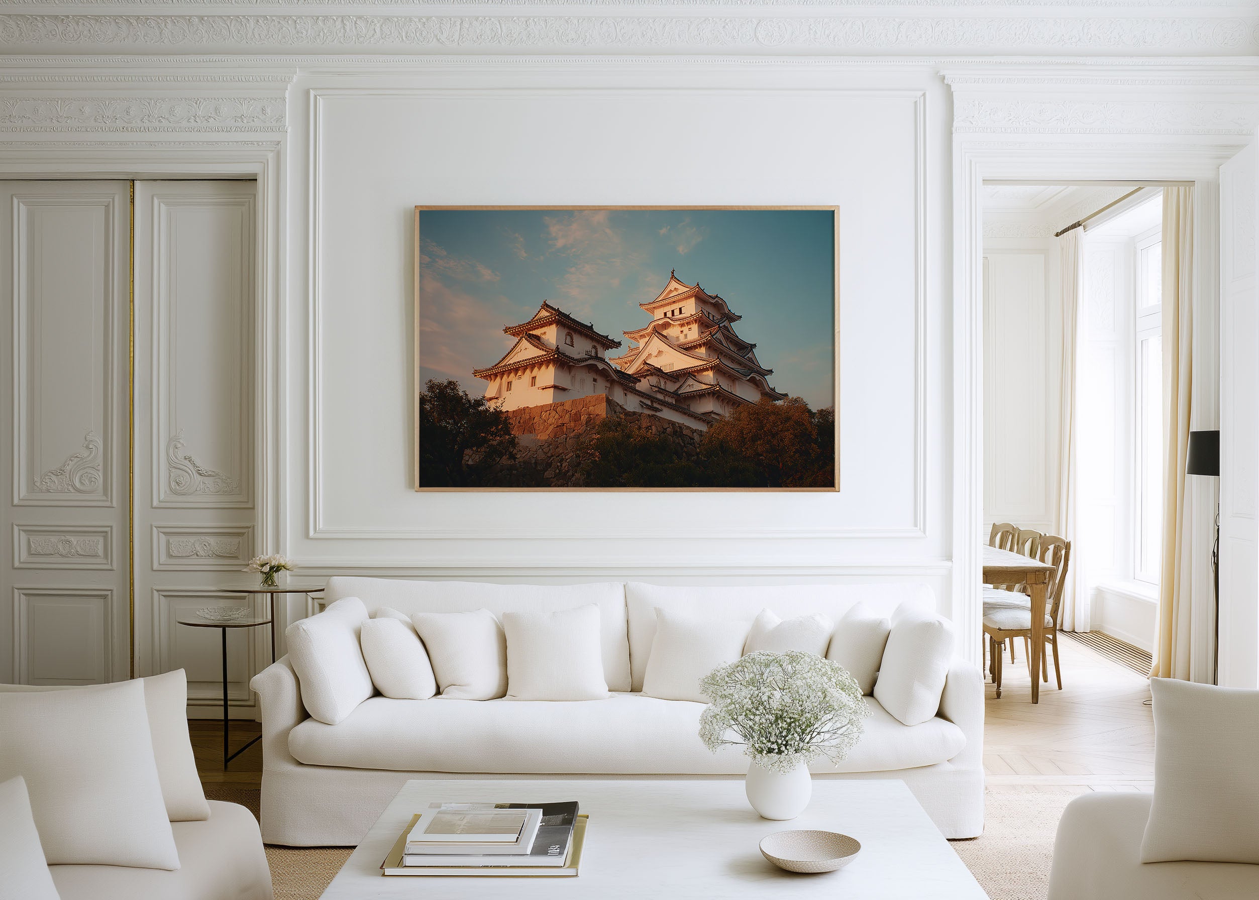 Himeji Castle Japan Wall Art Print, Japanese White Heron Castle Architecture