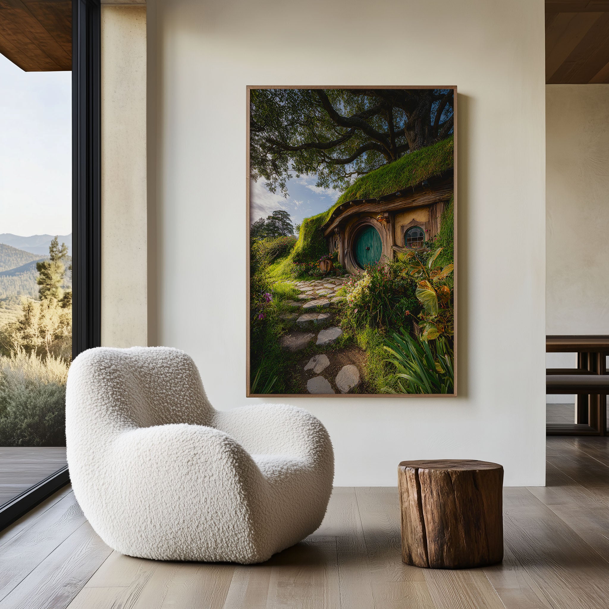 Hobbiton Hobbit Hole Garden Wall Art | Storybook Cottage Green Door Landscape Print | New Zealand Fantasy Travel Photography