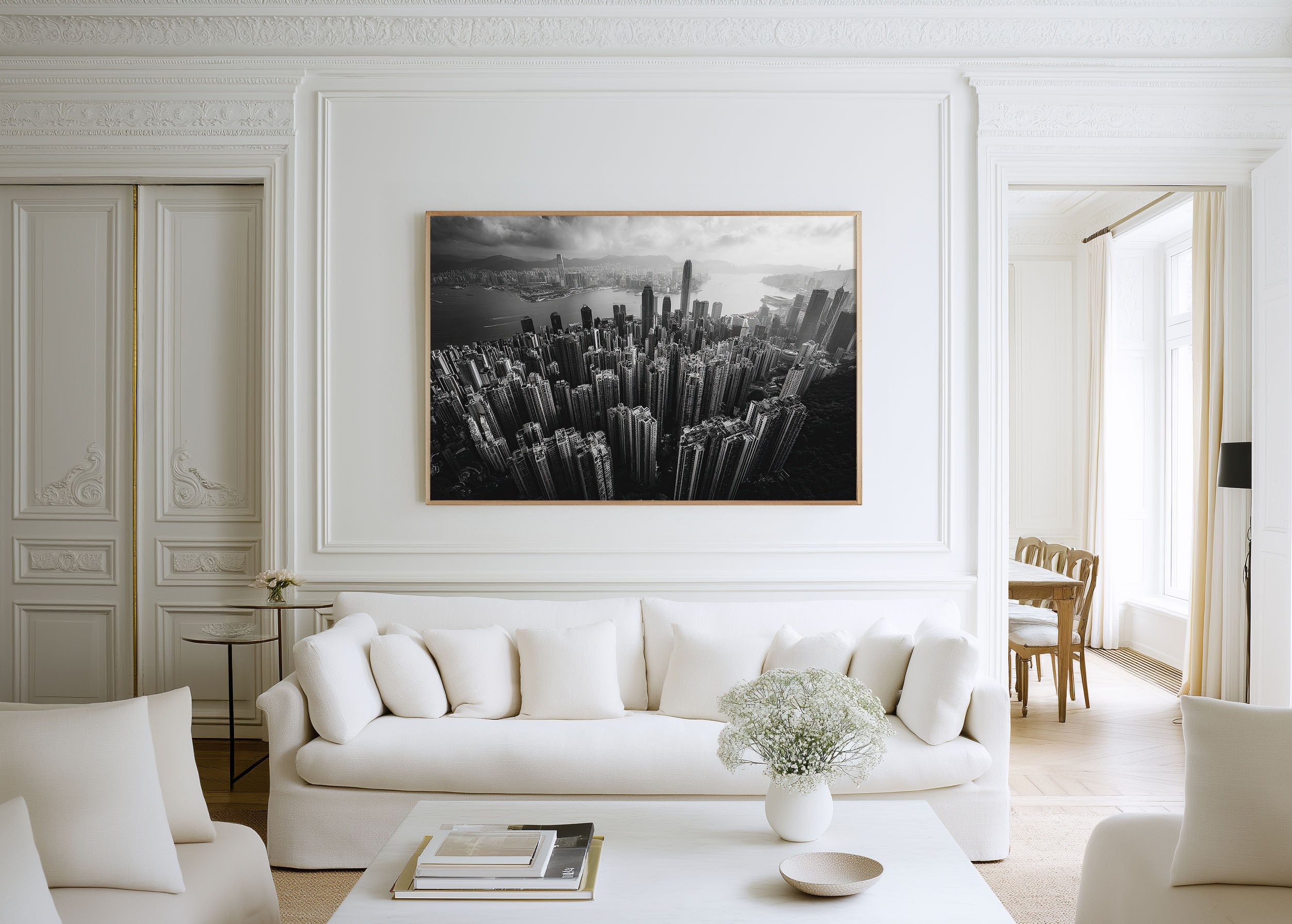 Hong Kong Skyline Black & White Wall Art