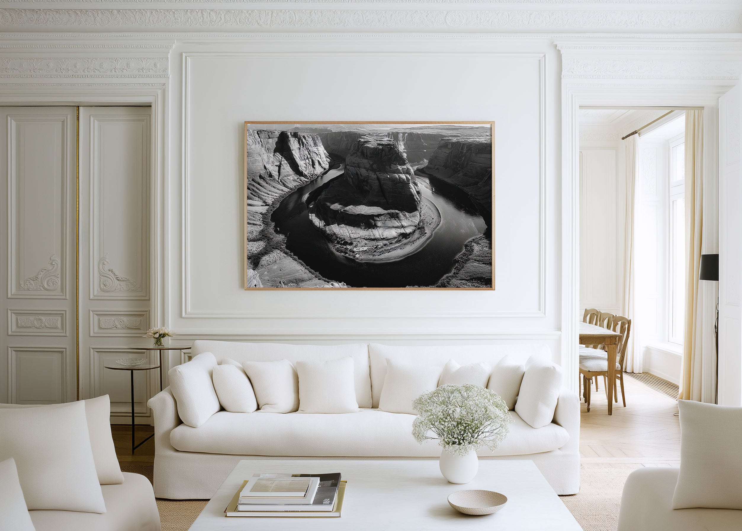 Horseshoe Bend Black & White Wall Art Print