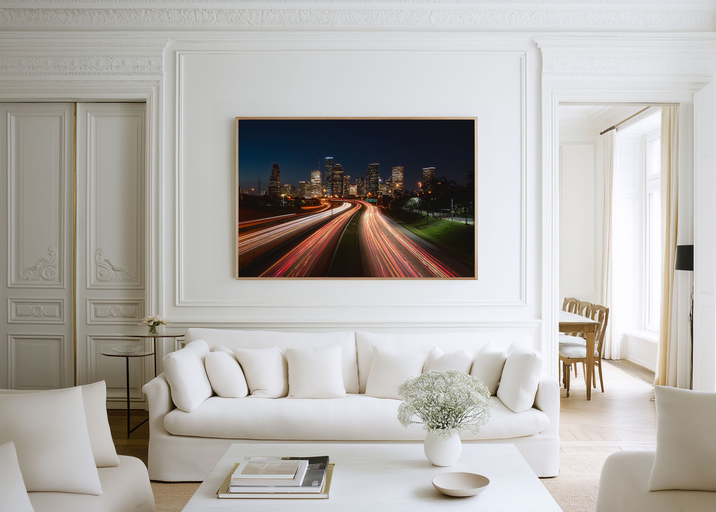 Houston Downtown Skyline Night Wall Art Print, Texas