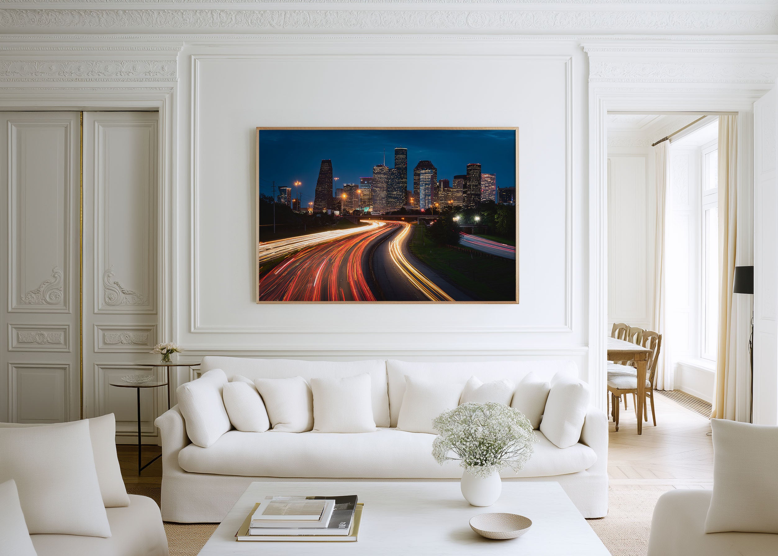 Houston Skyline Night Wall Art Print, Texas City Lights
