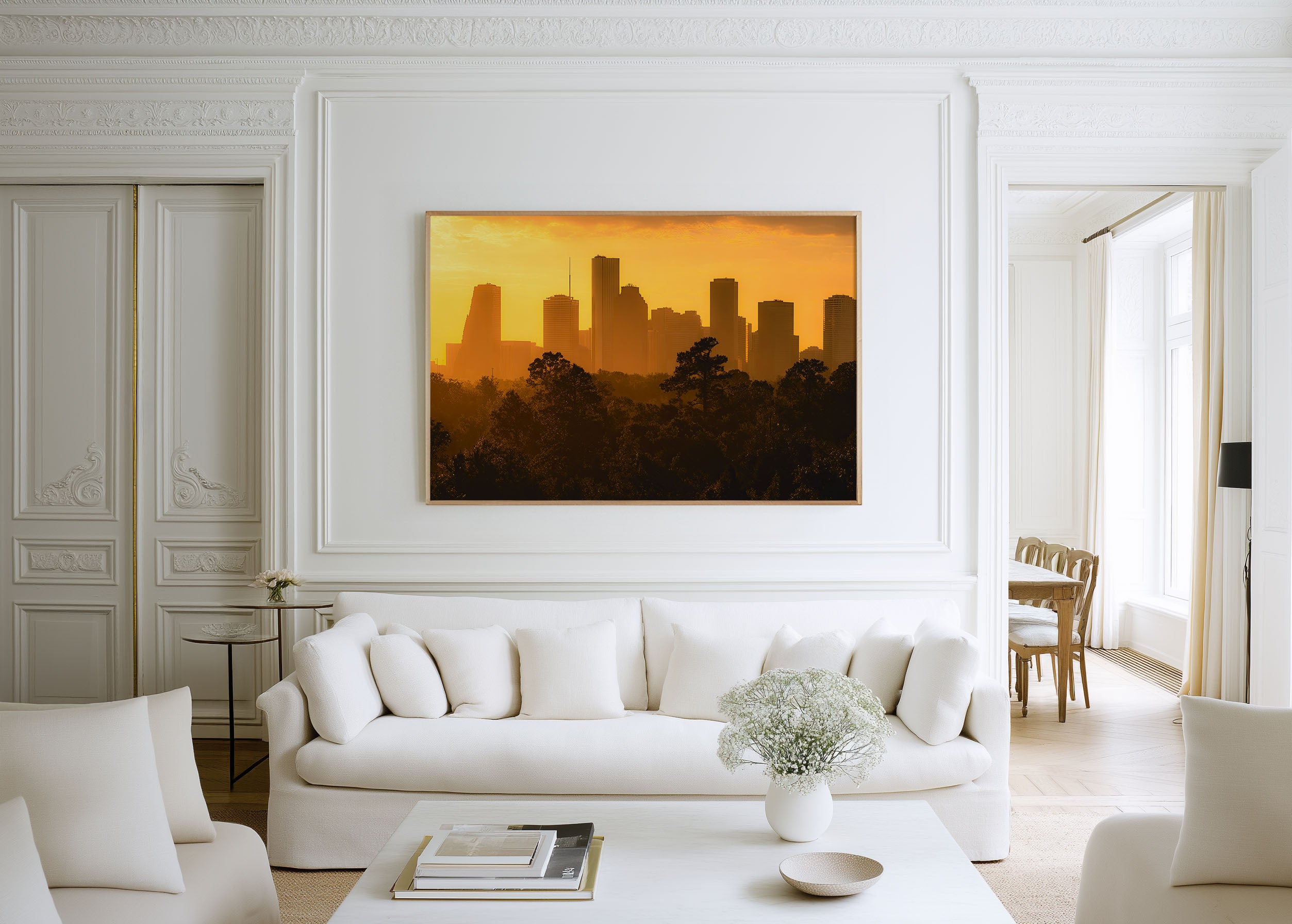 Houston Texas Skyline Wall Art | Downtown Sunset Cityscape Print