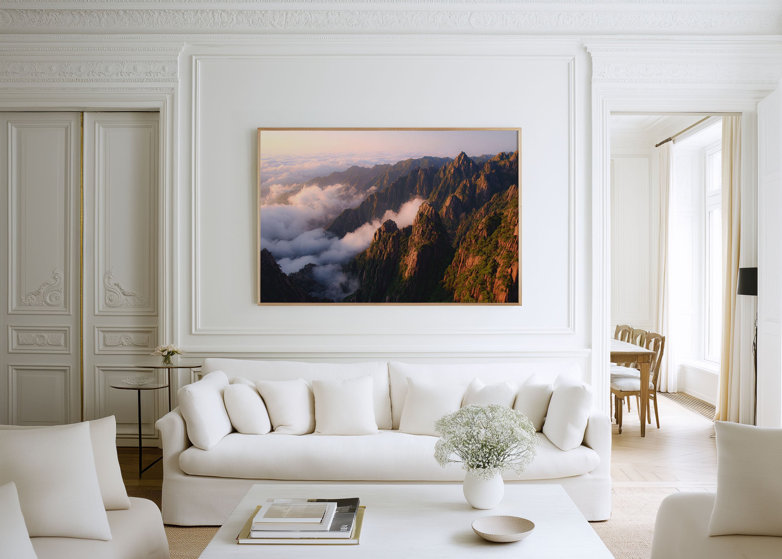 Huangshan Golden Mountains China Wall Art Print – Sunrise Cloudscape