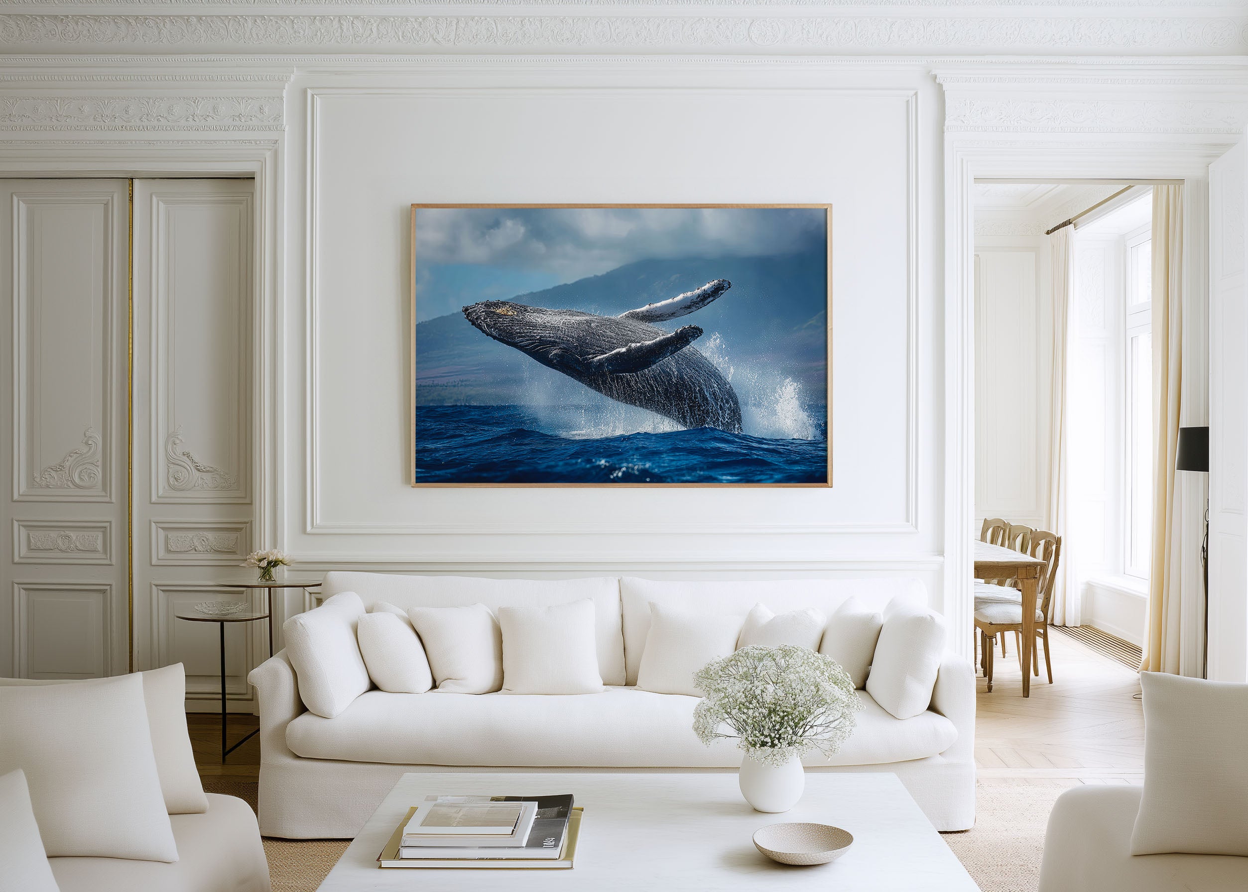 Humpback Whale Breach Wall Art – Ocean Wildlife Photography Print