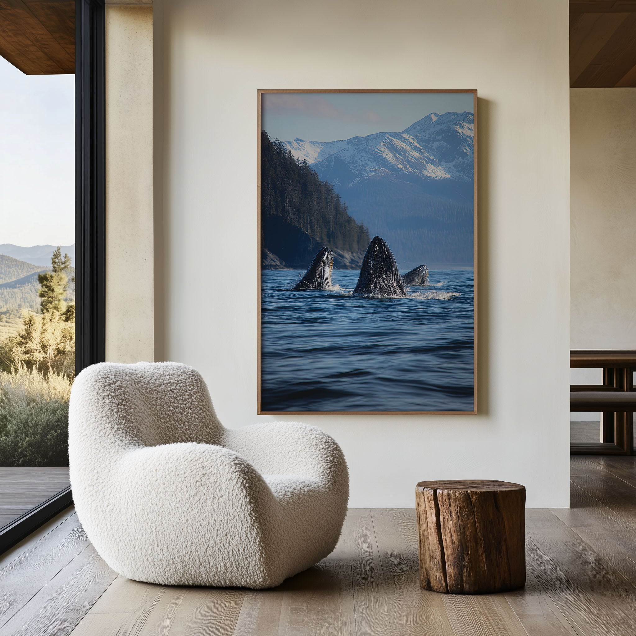 Humpback Whale Ocean Wall Art Print – Coastal Wildlife Canvas & Framed Sea Landscape Decor