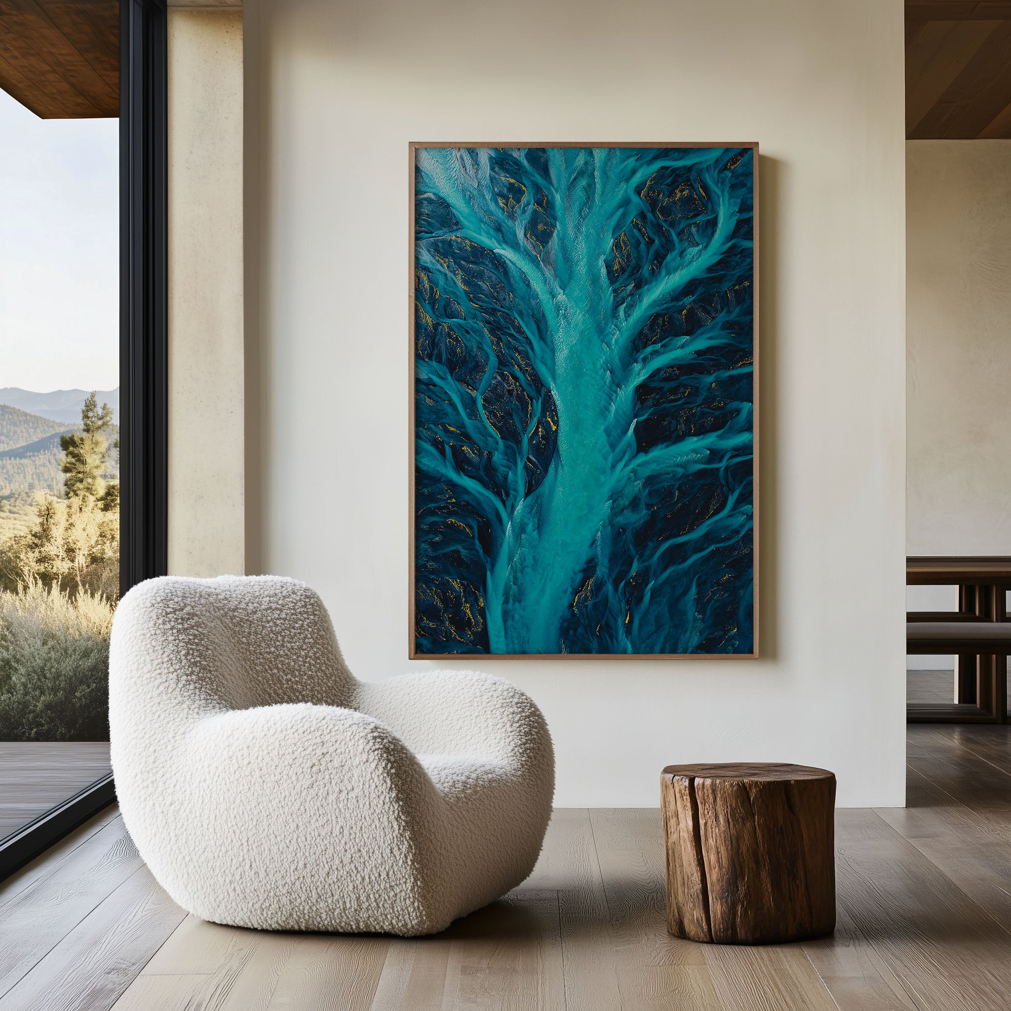 Iceland Glacial River Aerial Wall Art | Turquoise Braided Channels Abstract Nature Print | Iceland Landscape Photography