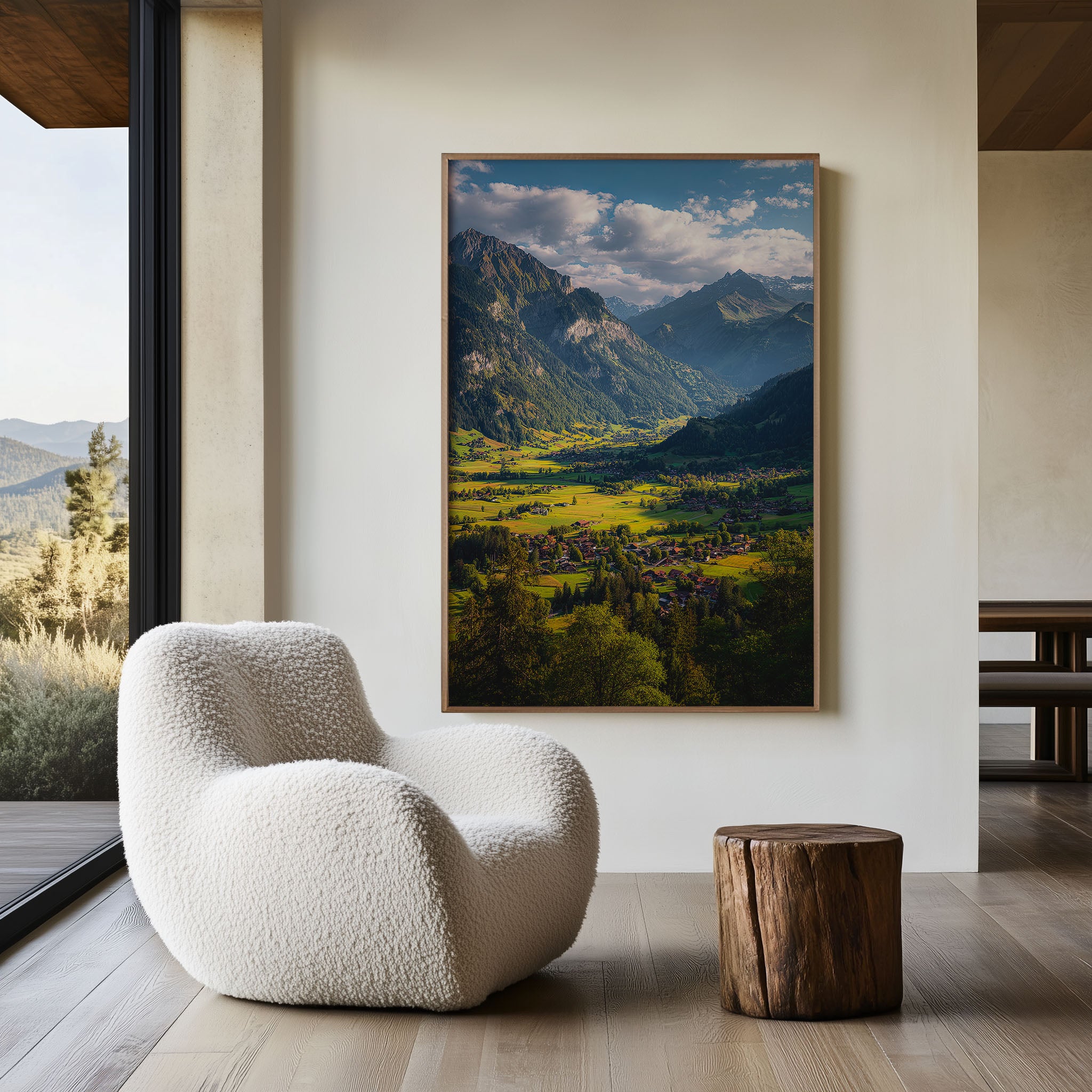 Swiss Alps Wall Art Print – Interlaken Valley Landscape Canvas, Switzerland Mountain Scenery, Nature Travel Wall Decor