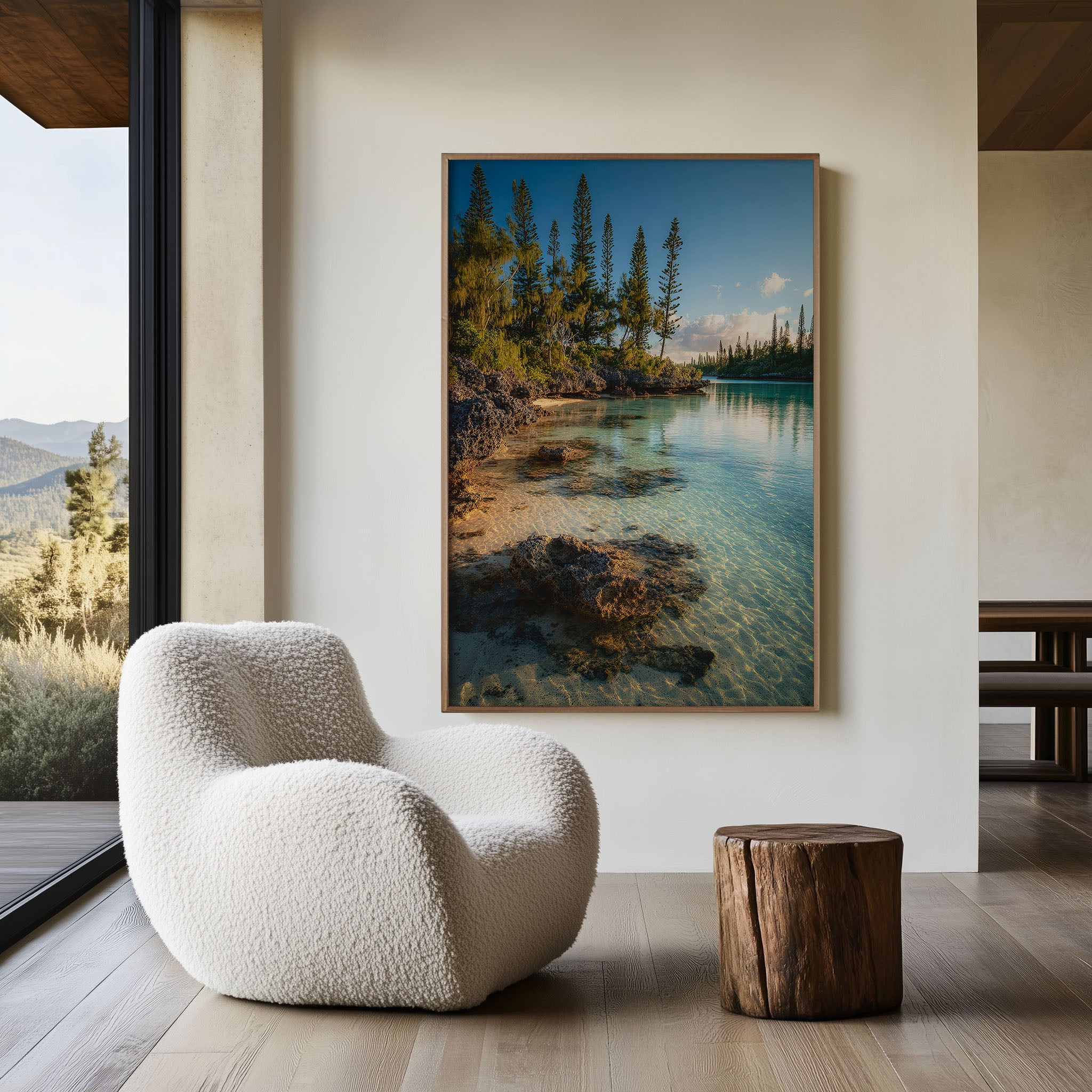 Isle of Pines Golden Hour Lagoon Wall Art Print | New Caledonia Tropical Beach Photography Poster | Coastal Nature Decor