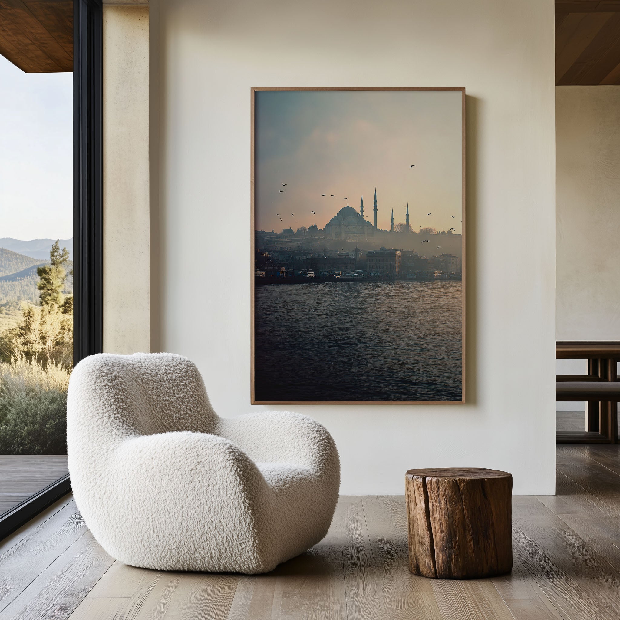 Istanbul Skyline Wall Art Print | Süleymaniye Mosque Bosphorus Photography | Turkey Cityscape Foggy Sunrise Poster | Islamic Architecture Travel Print | Moody Home Decor