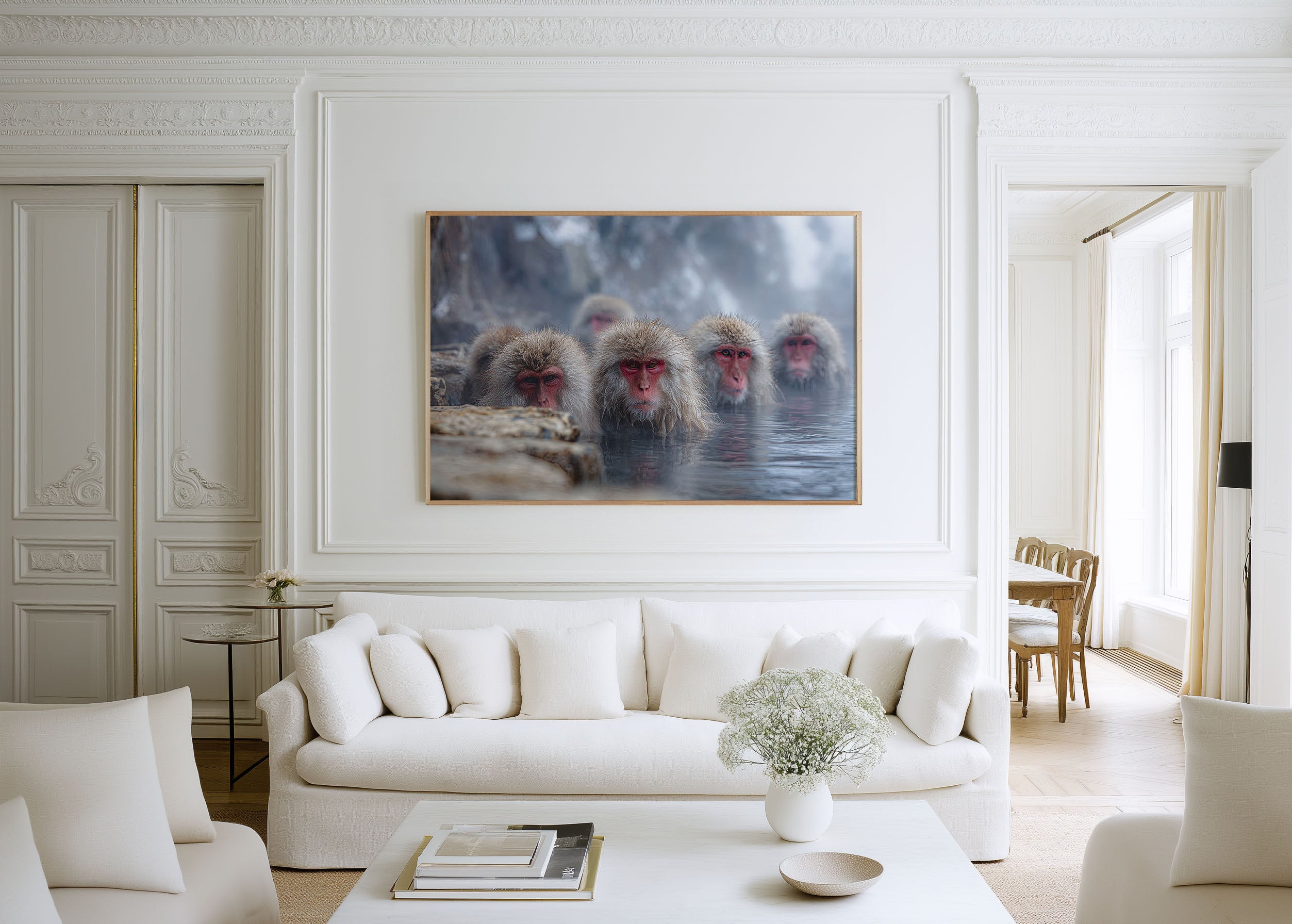 Japanese Macaques Wall Art – Snow Monkey Hot Spring Print