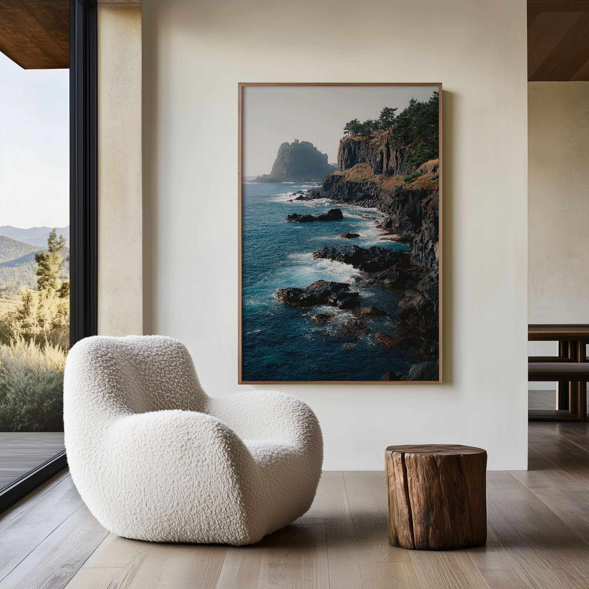 Jeju Island Cliffs Wall Art Print | South Korea Volcanic Coastline Photography | Jusangjeolli Basalt Sea Cliffs Poster | Korean Nature Travel Print | Coastal Home Decor