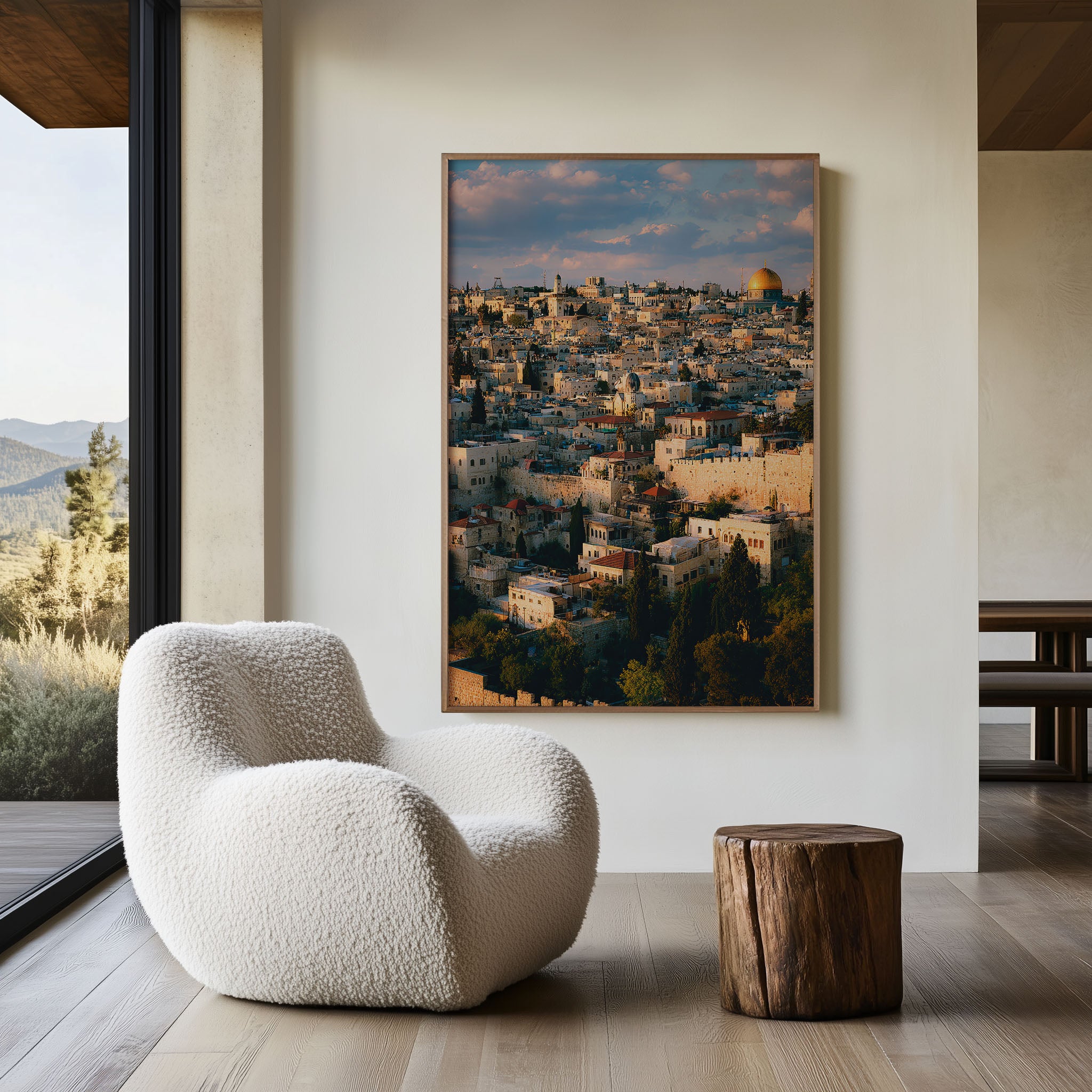 Jerusalem Dome of the Rock Wall Art Print | Old City Temple Mount Golden Hour Photography | Holy Land Travel Poster | Spiritual Home Decor