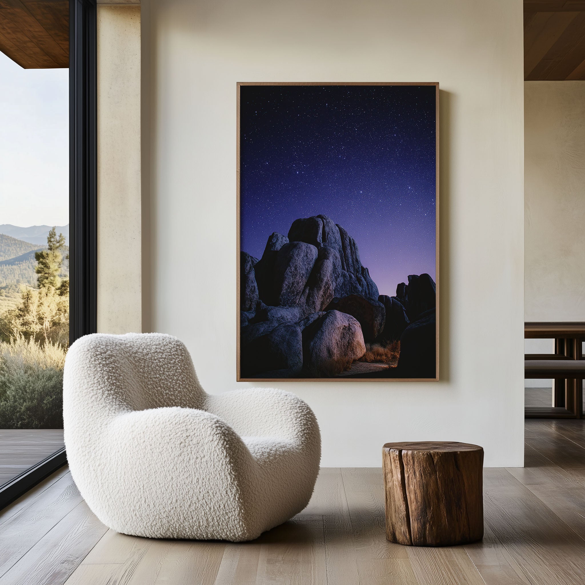 Joshua Tree Starry Night Wall Art Print | Desert Sky Canvas Decor