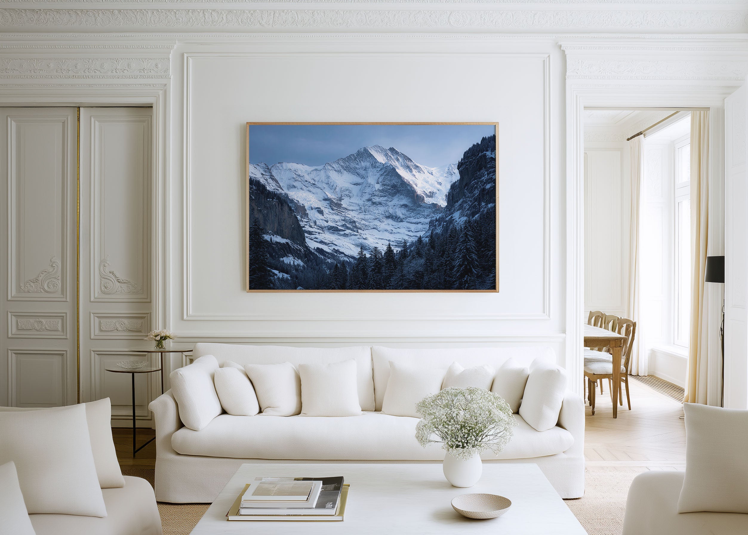 Jungfrau Swiss Alps Winter Print | Snow Valley Mountain Wall Art