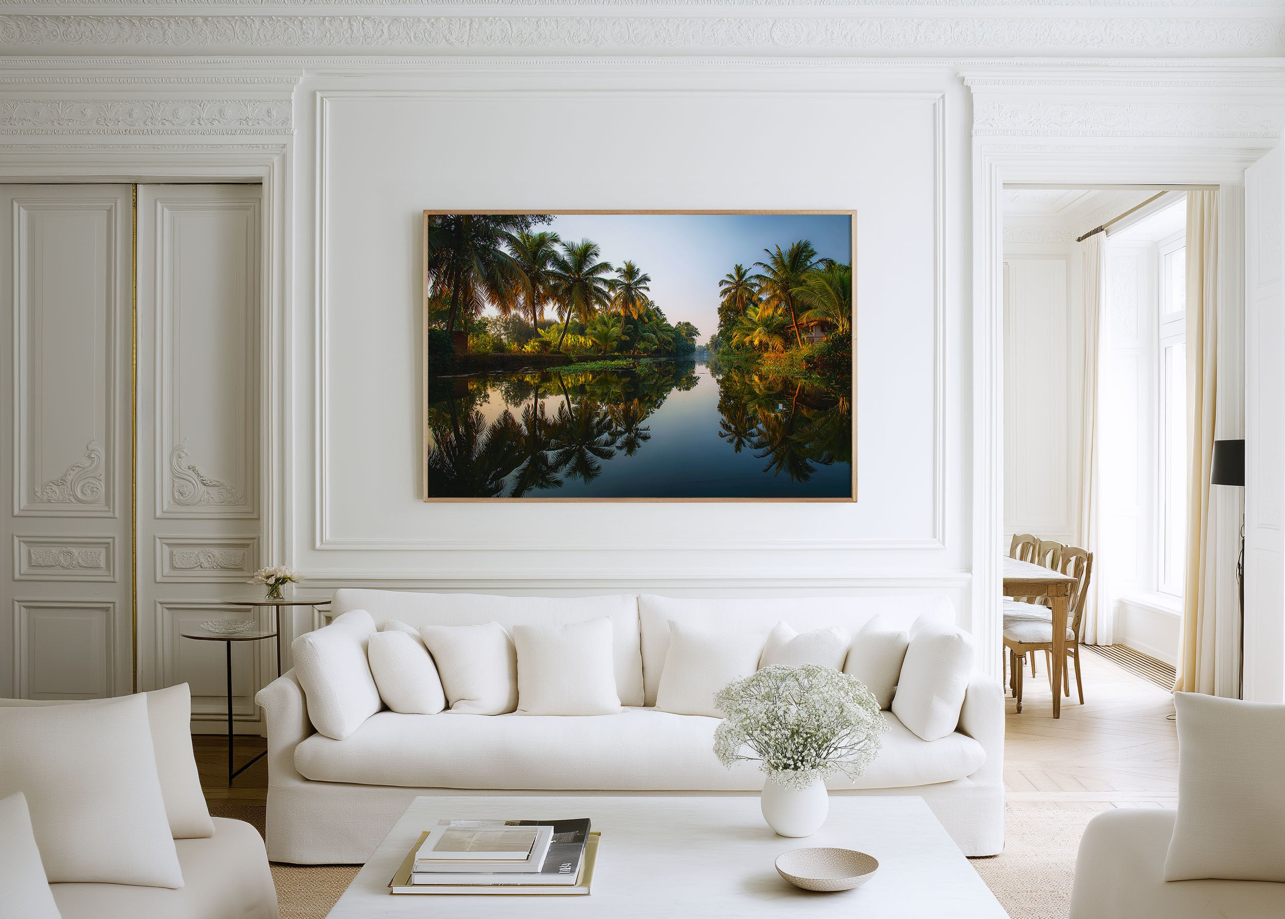 Kerala Sunset Backwaters Landscape Wall Art Print – Tropical Reflection