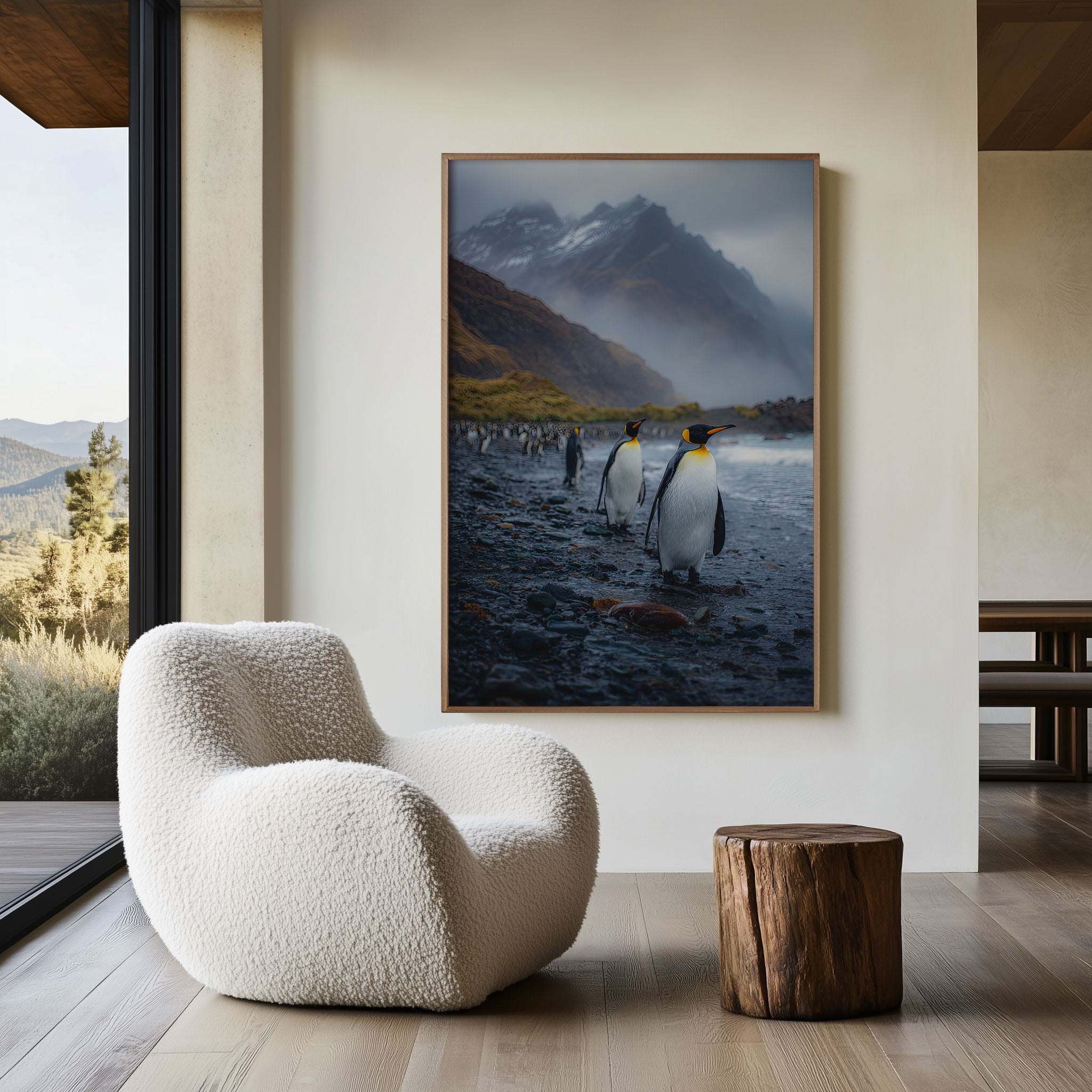 King Penguin Wall Art Print – Antarctic Wildlife Canvas & Framed Coastal Landscape Decor