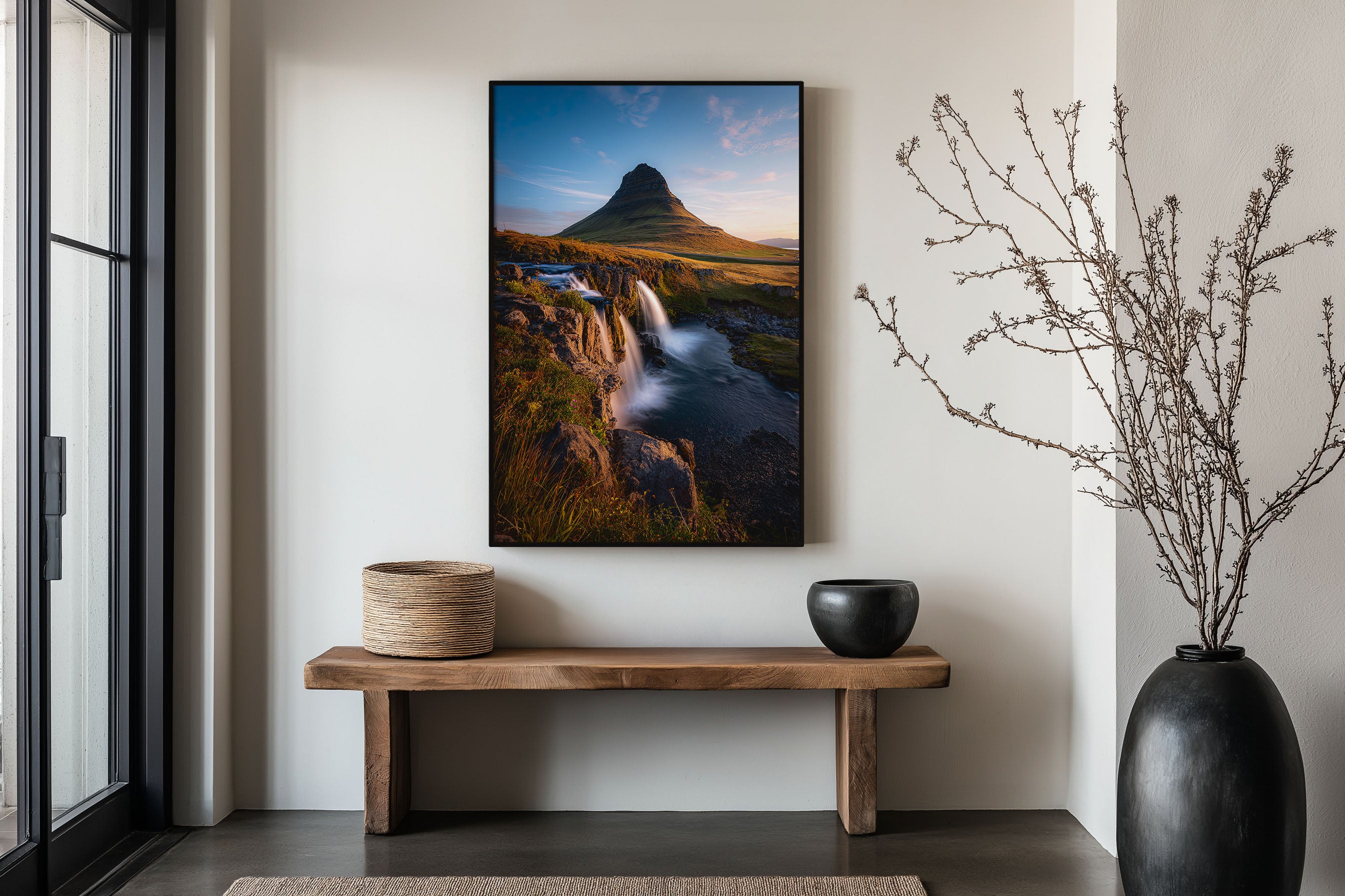 Kirkjufell Golden Hour Waterfall Wall Art Print | Iceland Snæfellsnes Photography | Kirkjufellfoss Sunset Landscape Poster