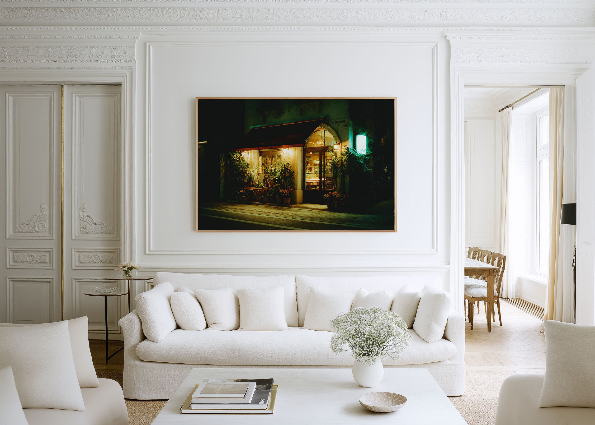Kobe Kitano Japan Night Cafe Wall Art Print, Romantic Japanese Street Photography
