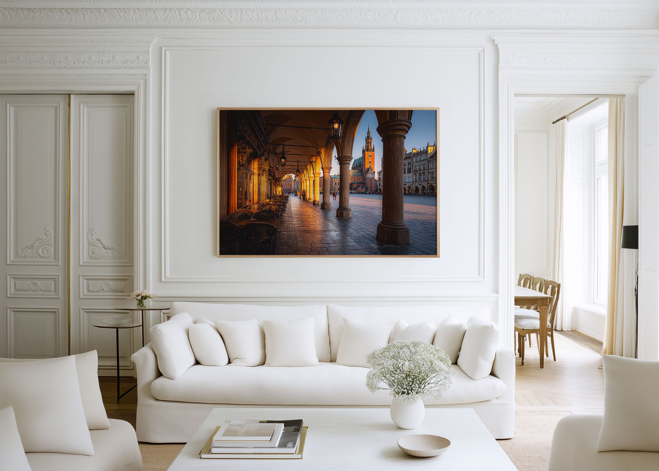 Krakow Main Square Golden Hour Wall Art Print – Historic Europe Architecture