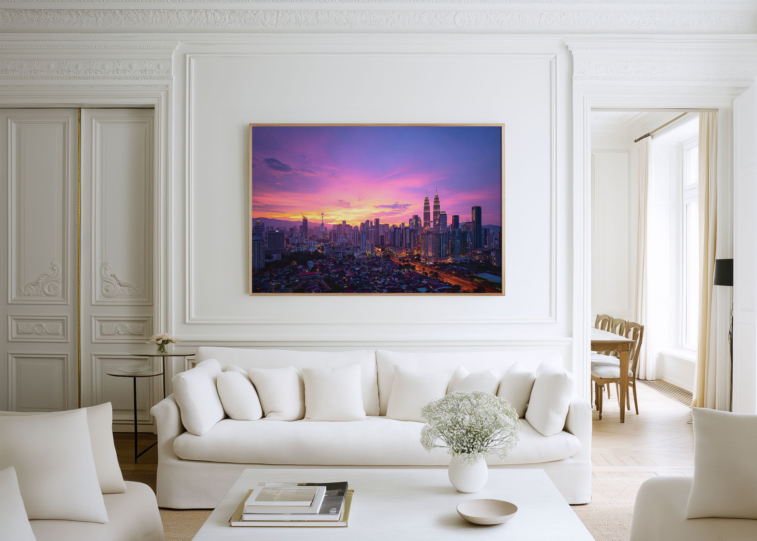 Kuala Lumpur Skyline Sunset Wall Art Print – Cityscape Pink Sky