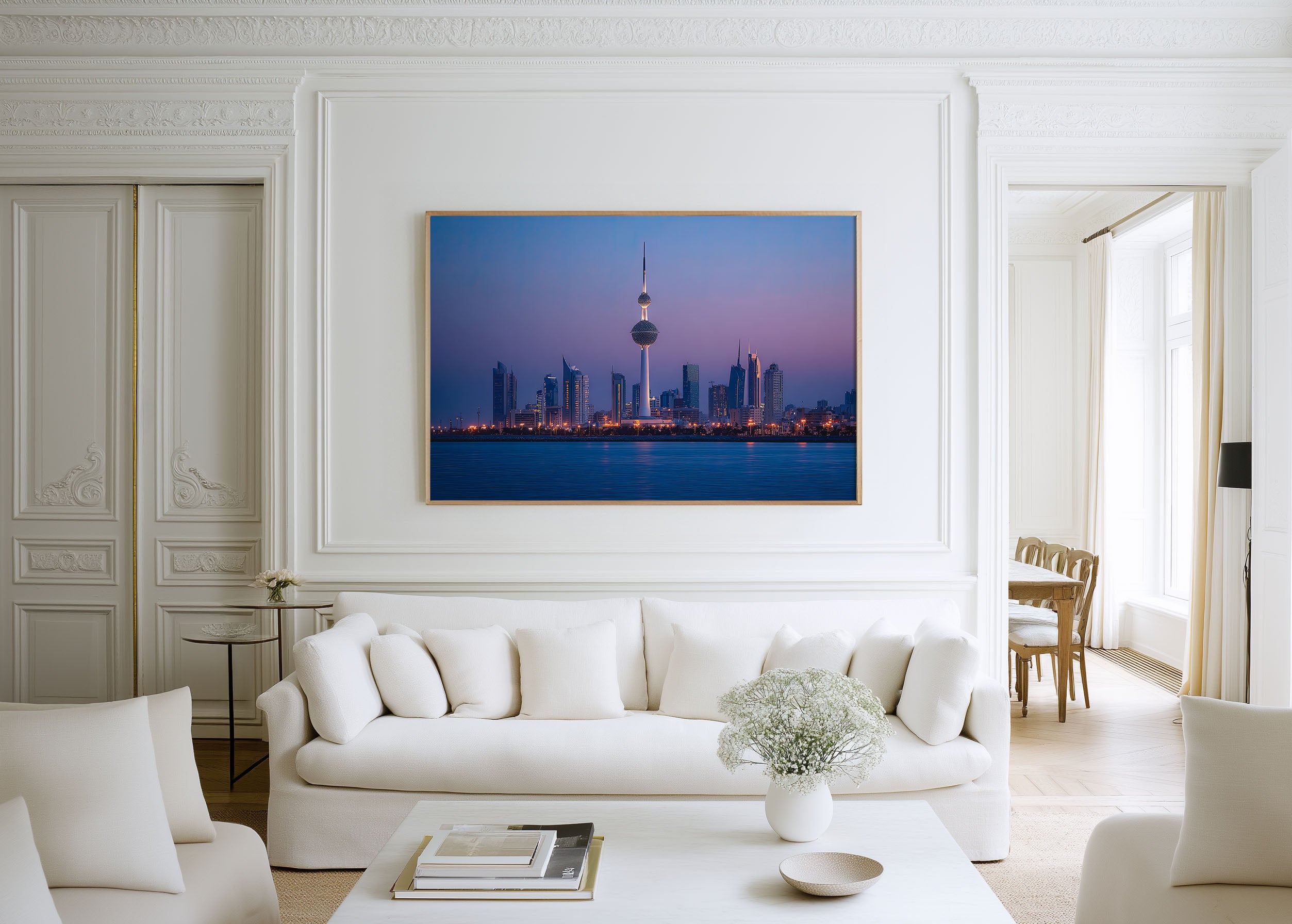 Kuwait City Skyline Wall Art | Kuwait Towers Blue Hour Cityscape Print