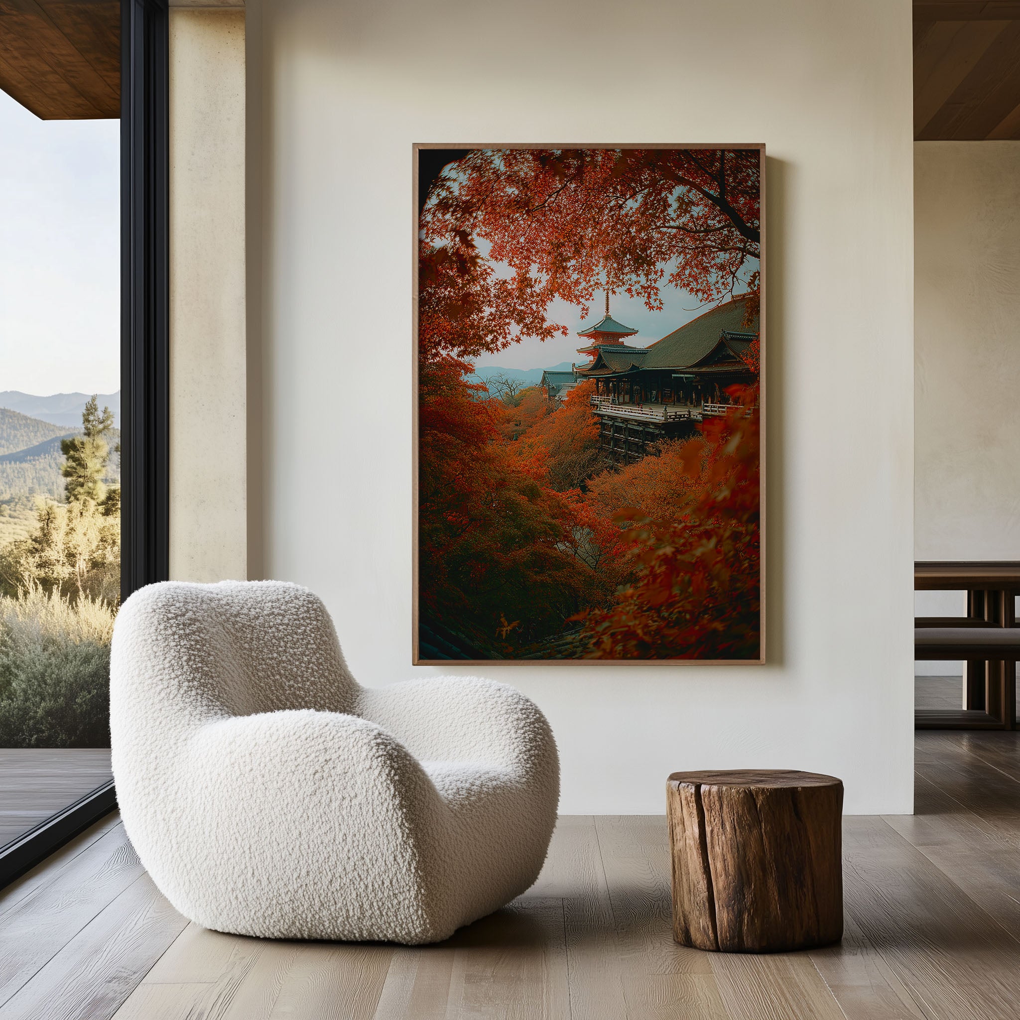 Kyoto Autumn Temple Wall Art Print | Japan Fall Landscape Canvas