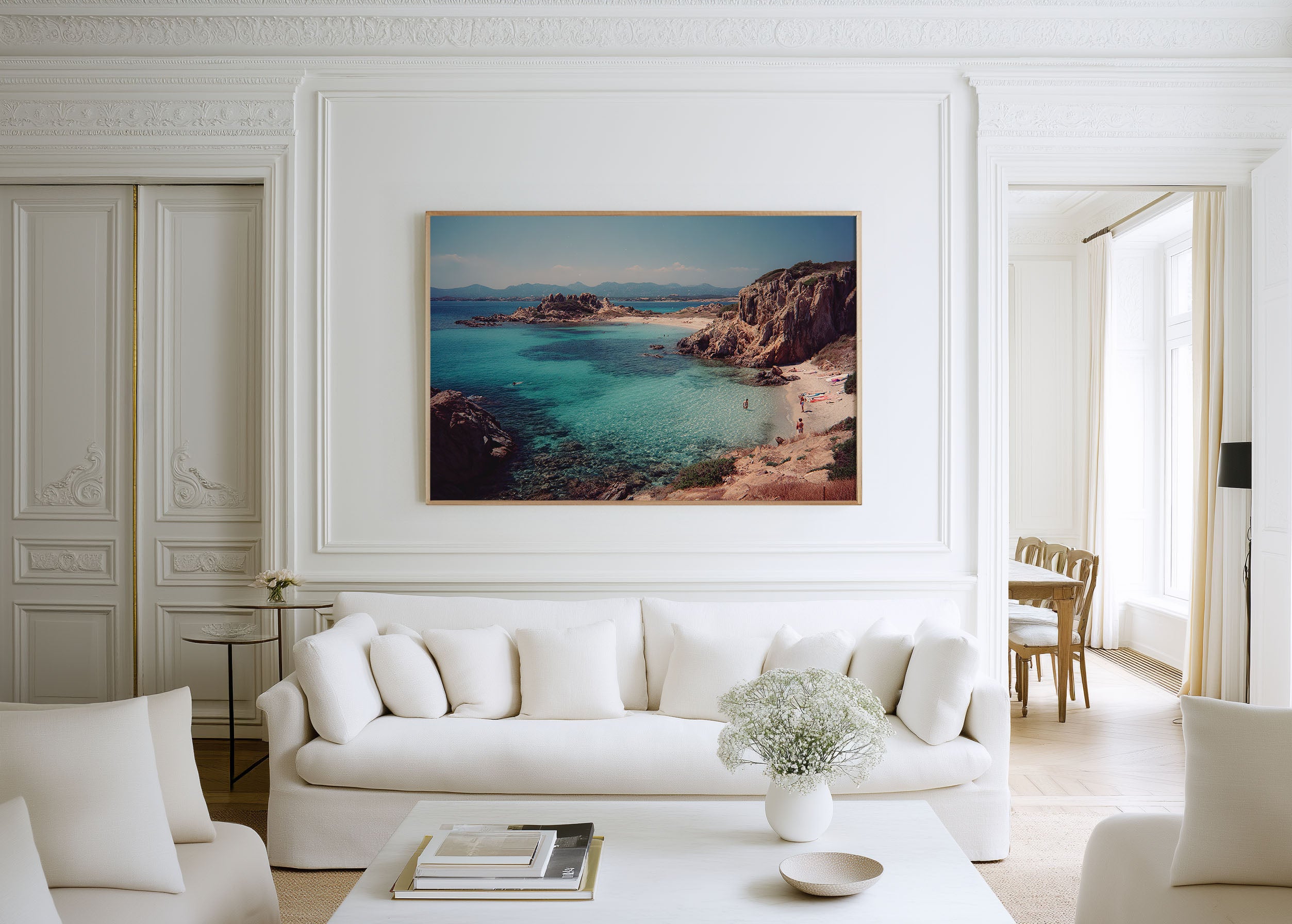 La Pelosa Beach Sardinia Italy Wall Art Print, Turquoise Mediterranean Coastal Landscape