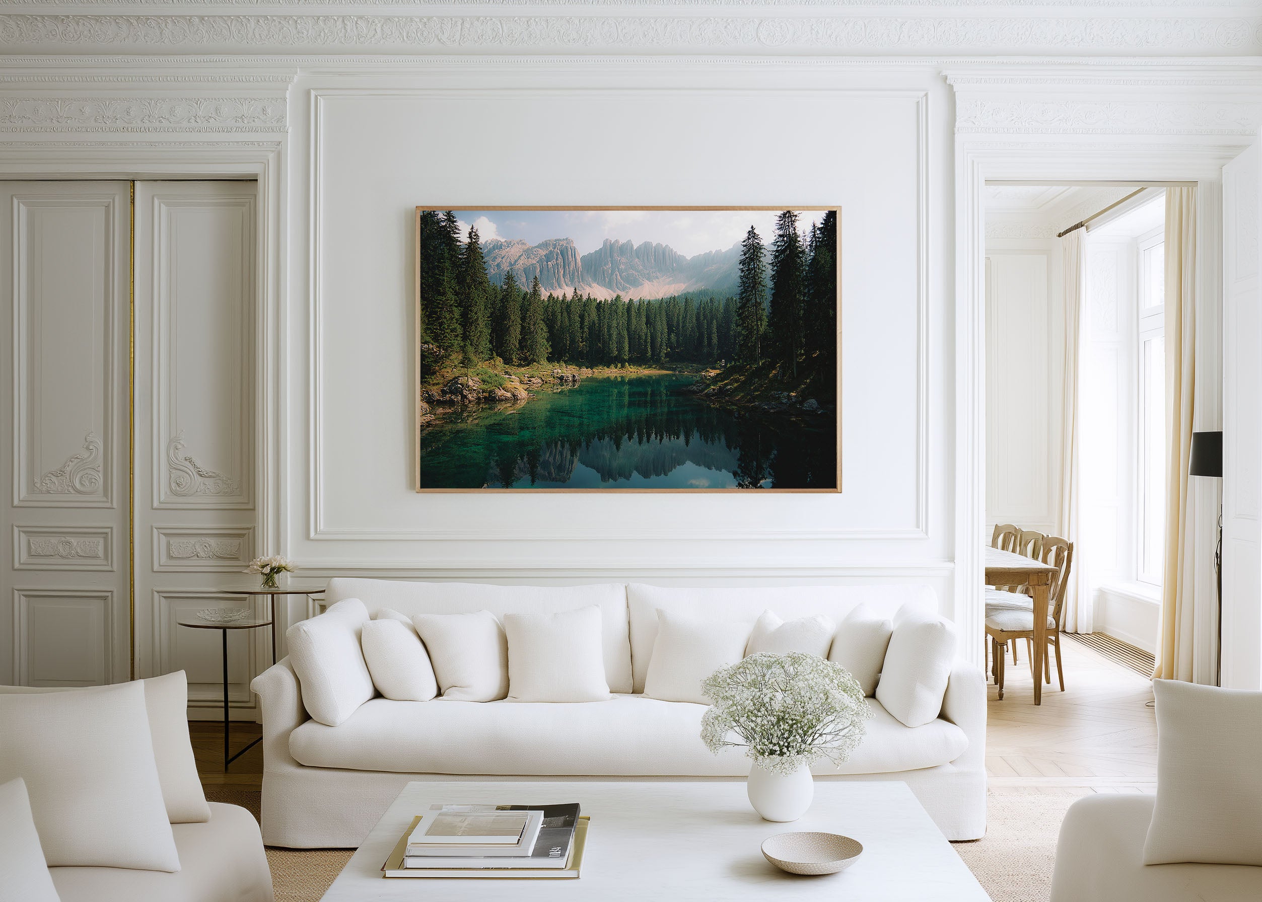 Lago di Carezza Dolomites Wall Art – Italy Emerald Mountain Lake Reflection