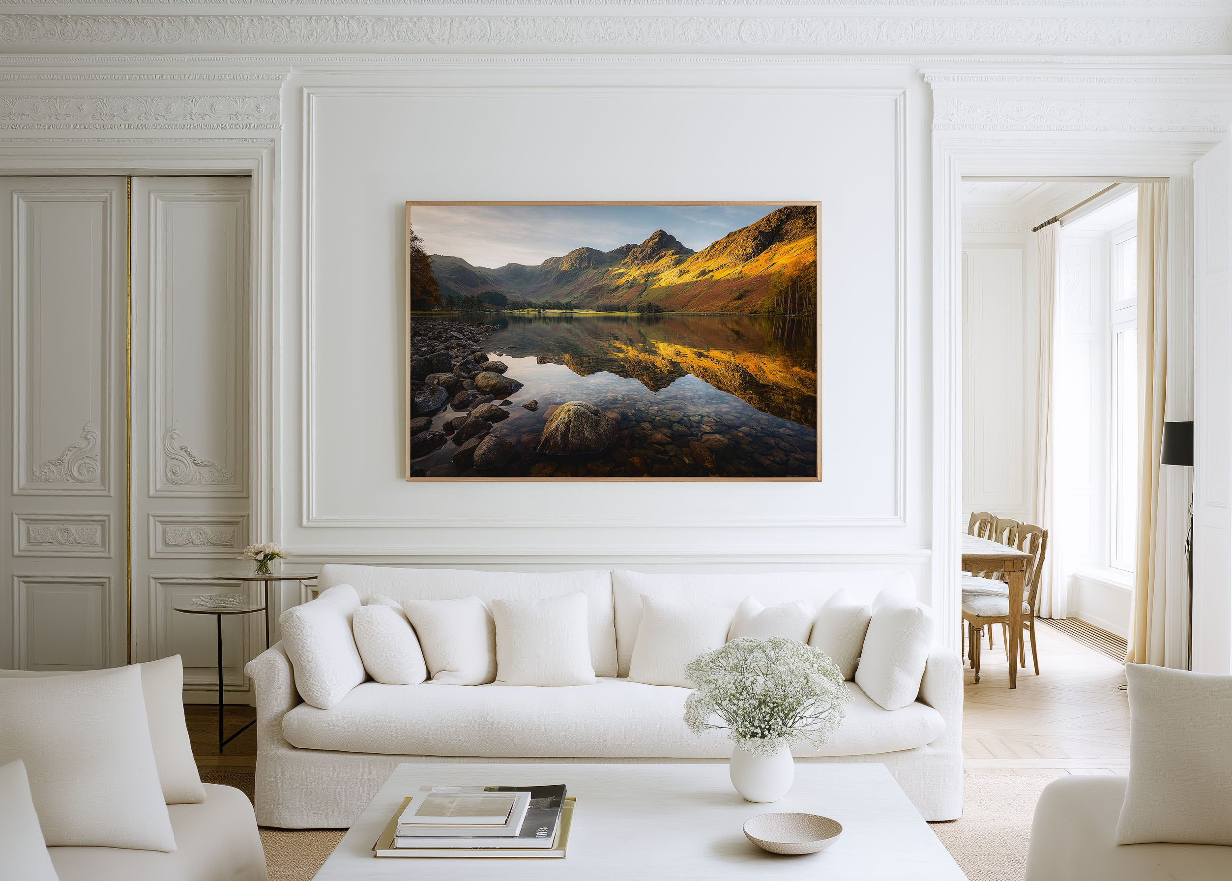 Lake District Mountain Reflection Wall Art Print – Golden Valley Landscape