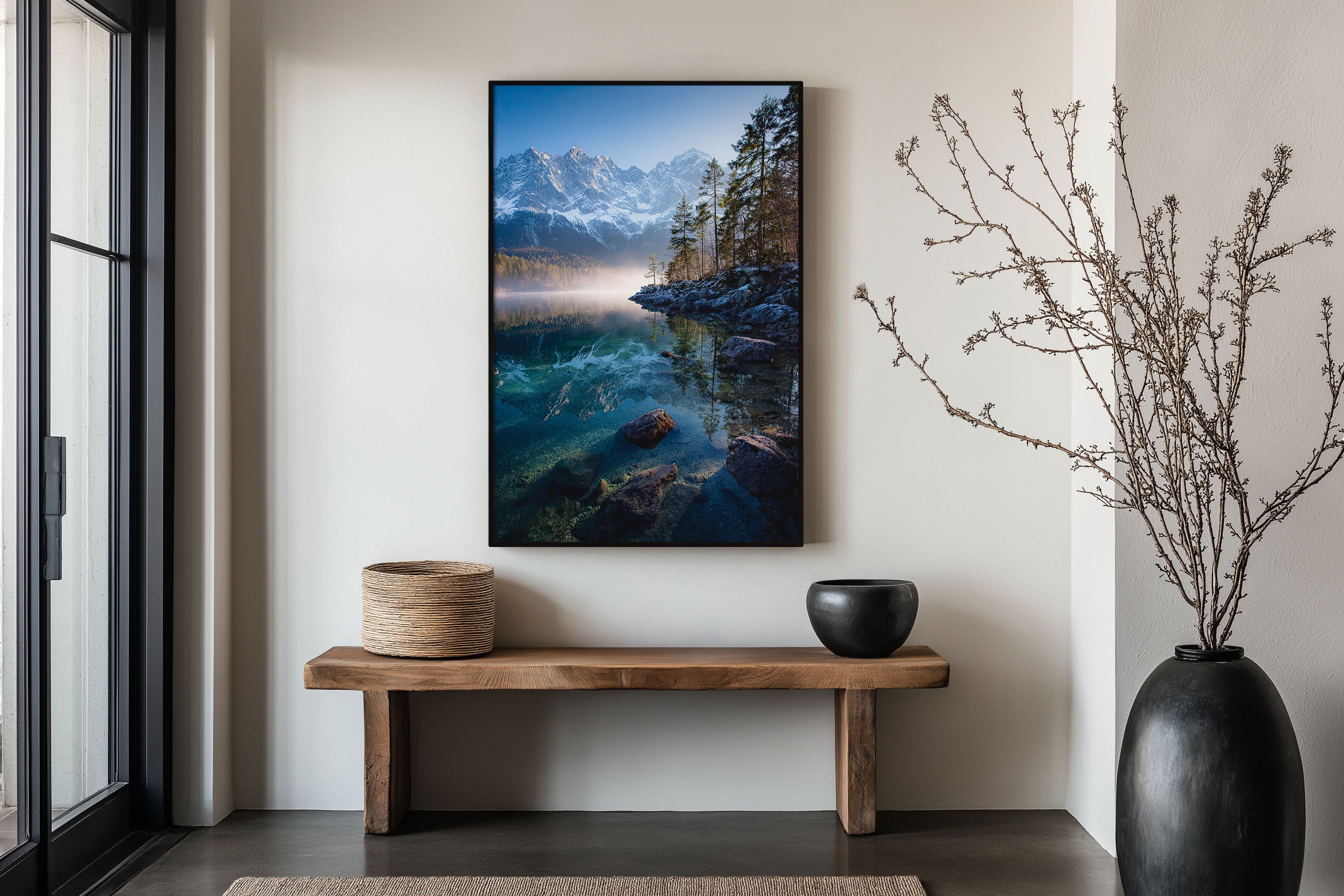 Lake Eibsee Winter Mist Wall Art Print | Zugspitze Bavaria Germany Photography | Alpine Crystal Lake Mountain Poster