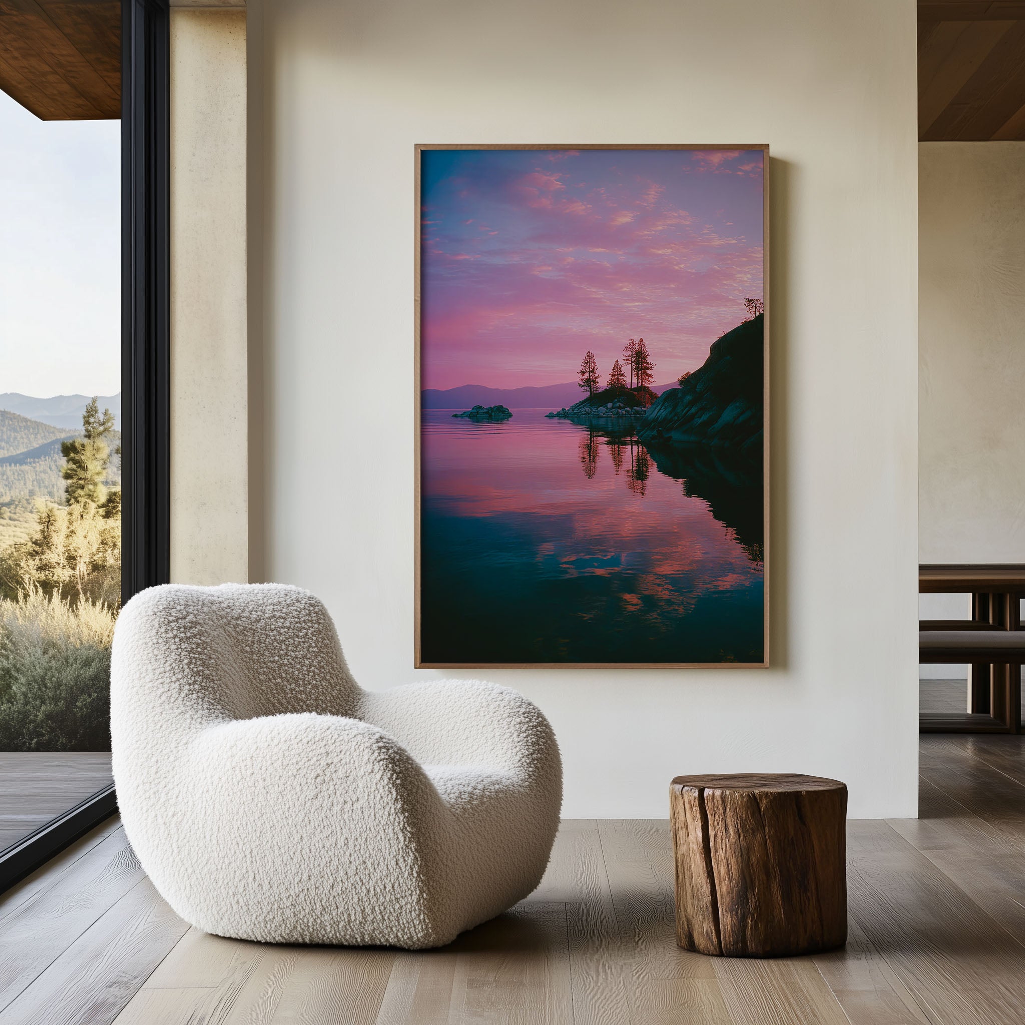 Lake Tahoe Sunset Wall Art Print | Emerald Bay Pink Sky Canvas