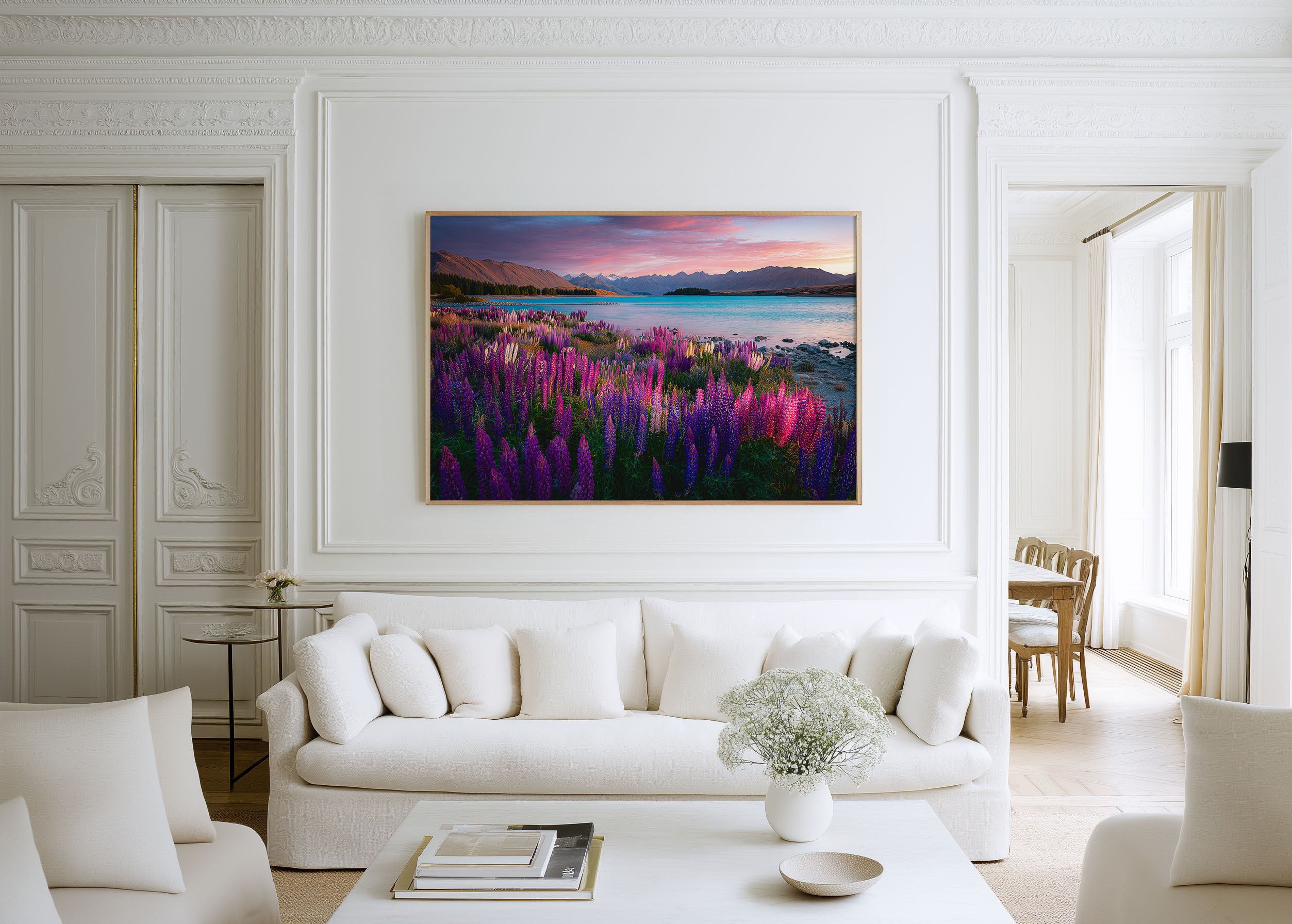 Lake Tekapo Lupins Wall Art Print – New Zealand Alpine Lake Landscape