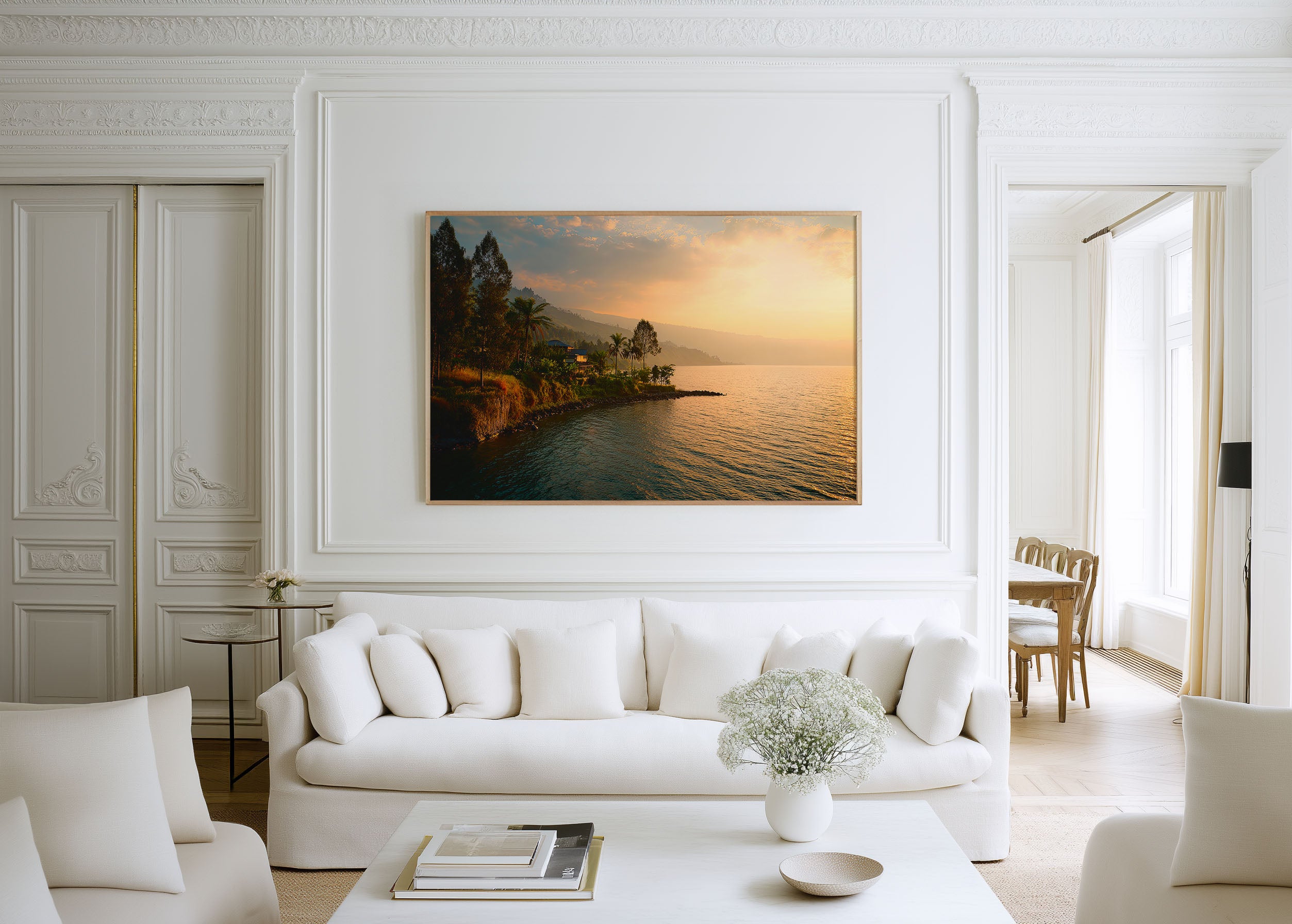 Lake Toba Indonesia Sunset Wall Art Print – Golden Lakeside Landscape
