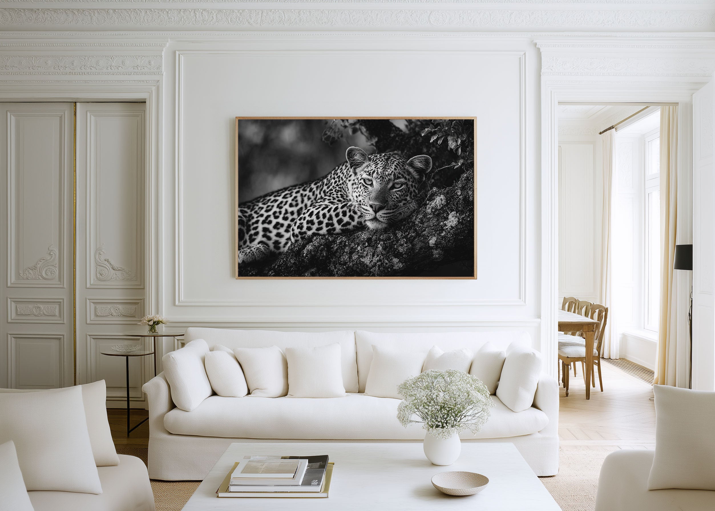 Leopard Portrait Black & White Wildlife Wall Art