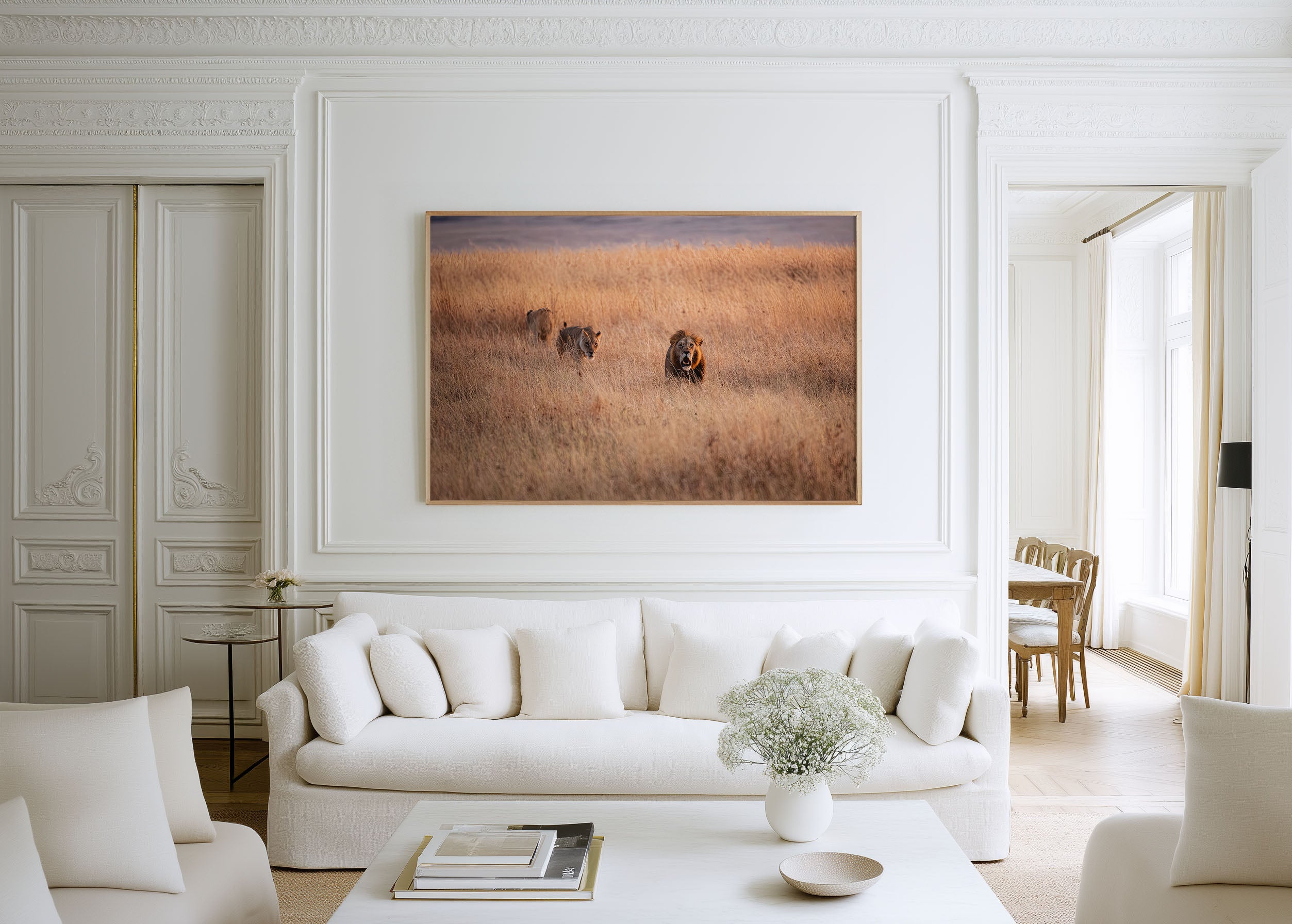 Lions Hunting Wall Art – African Safari Wildlife Print