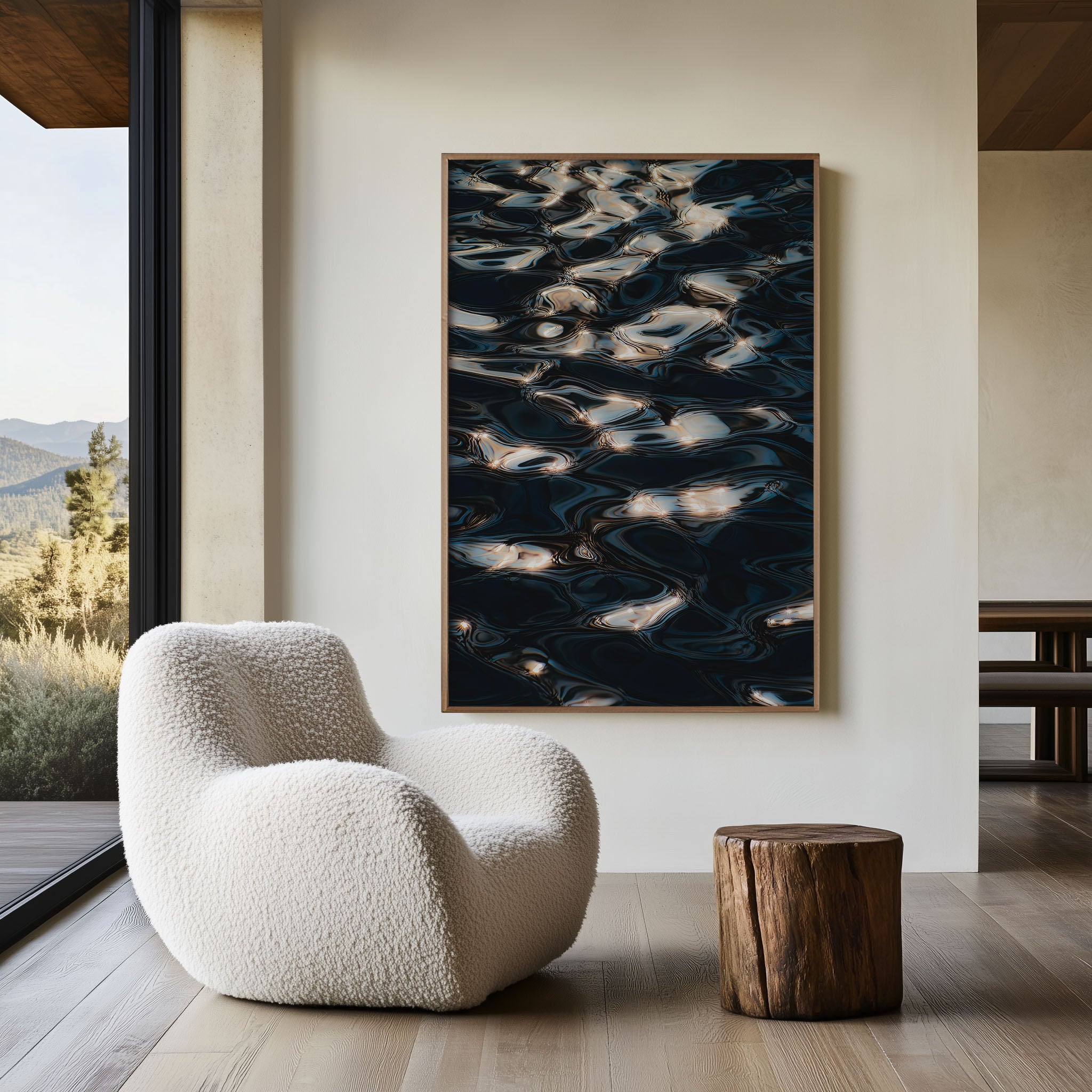 Liquid Light Abstract Wall Art – Luxury Water Reflection Canvas Print, Modern Minimalist Decor