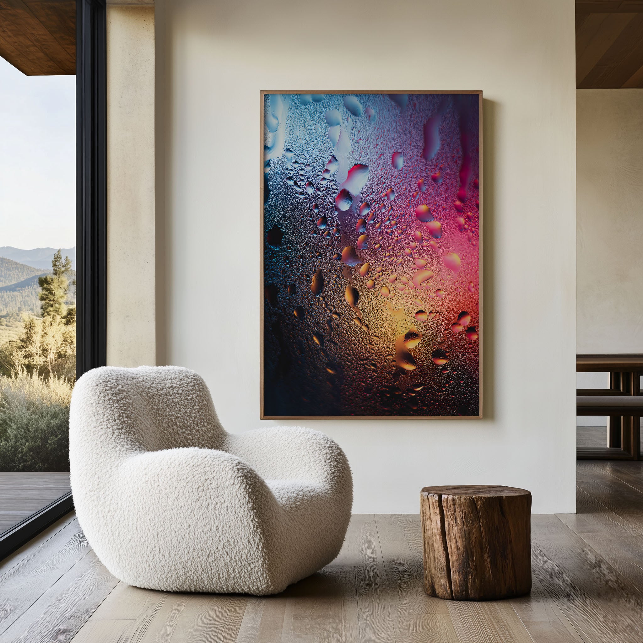 Liquid Light Symphony Abstract Water Droplets Wall Art Print | Macro Photography Poster | Modern Colourful Abstract Decor