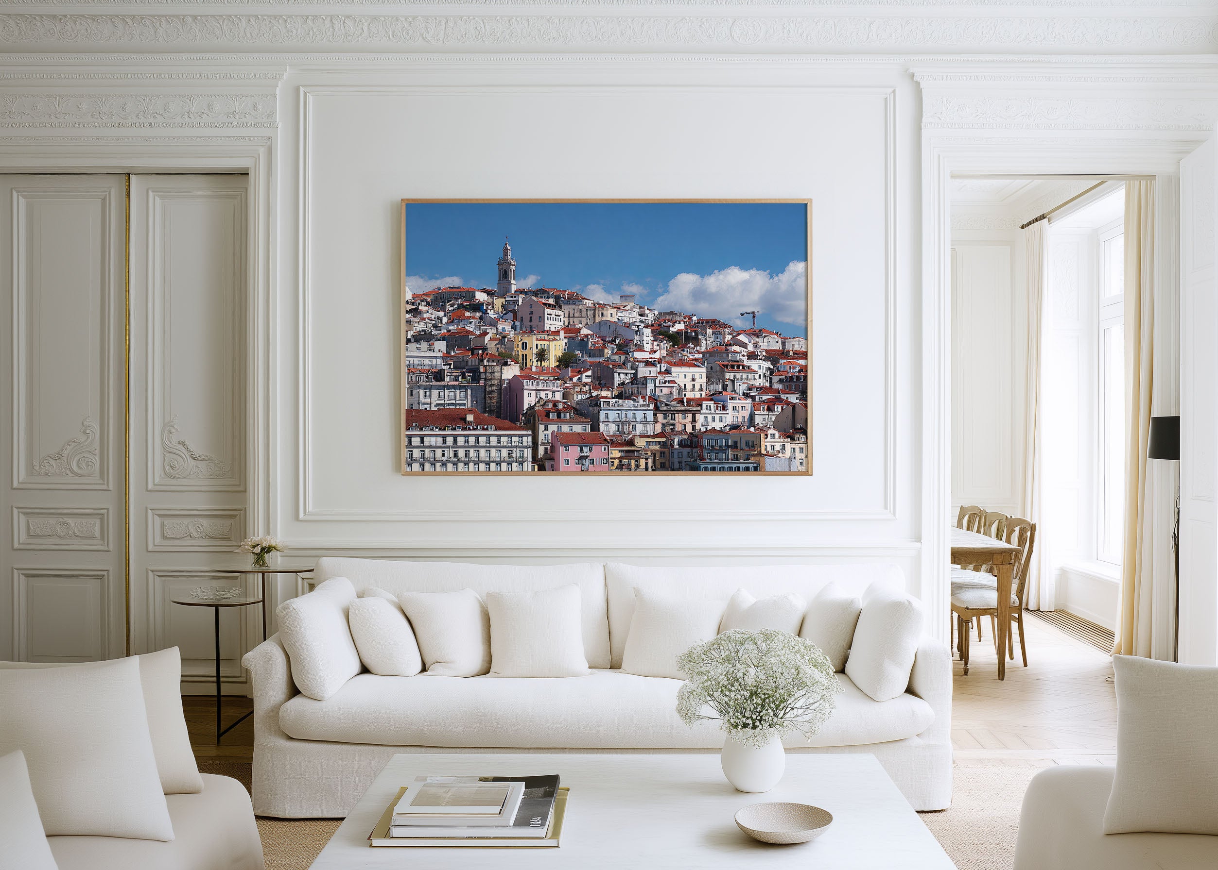 Lisbon Portugal Wall Art | Historic Alfama Hillside Skyline Cityscape Print