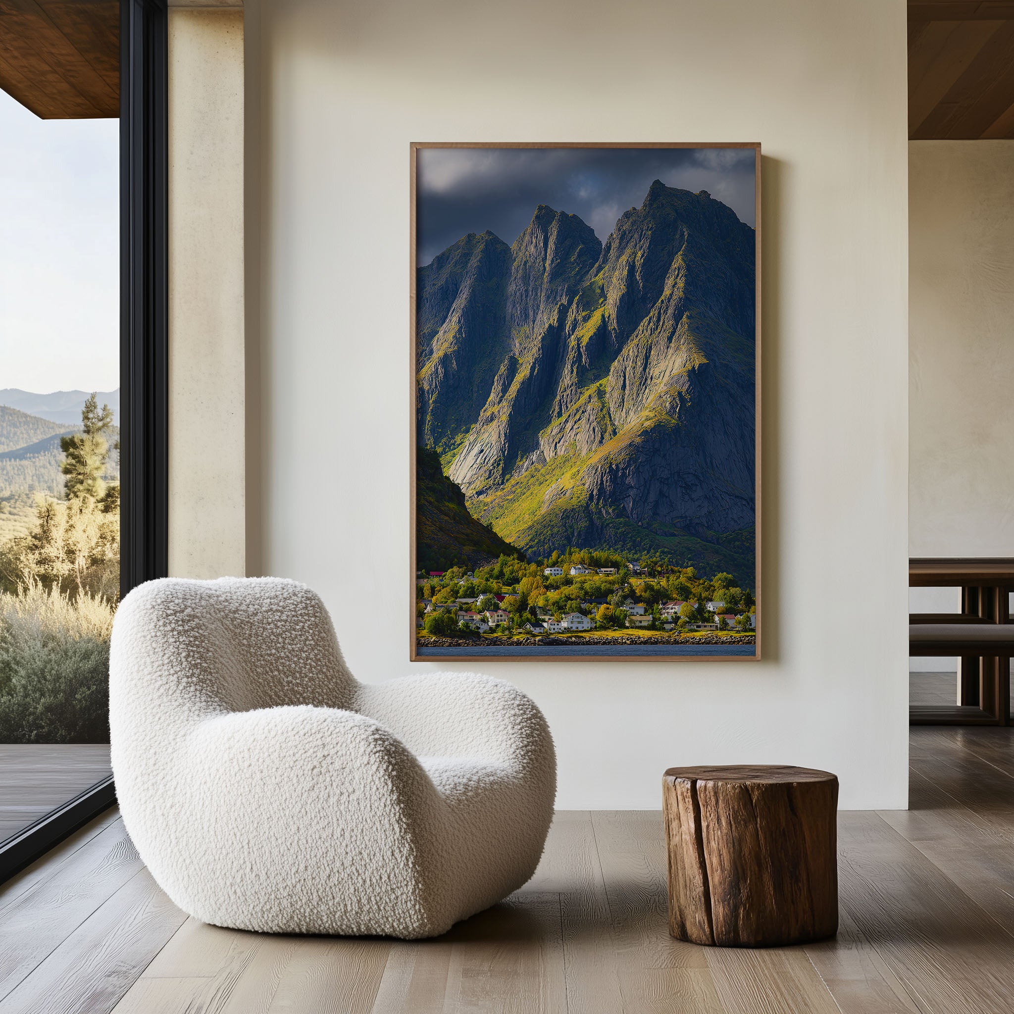 Lofoten Islands Village Dramatic Mountain Peaks Wall Art Print | Norway Fjord Photography | Scandinavian Landscape Home Decor