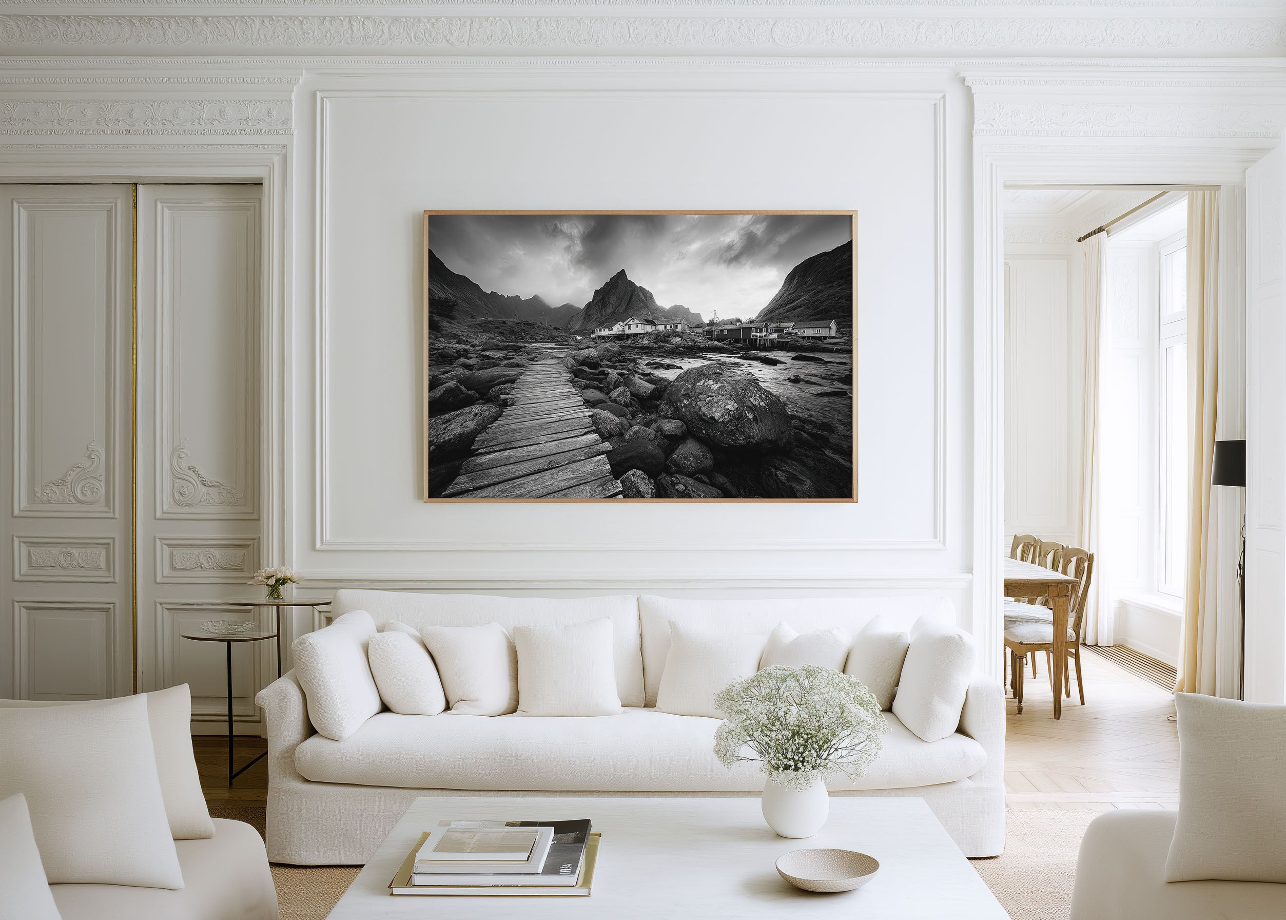 Lofoten Norway Wall Art Print – Black and White Mountain Landscape Photography