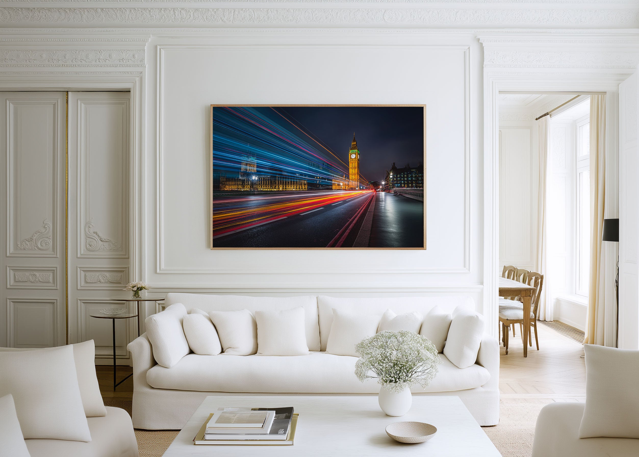 London Big Ben Wall Art Print, Westminster Bridge Night Lights